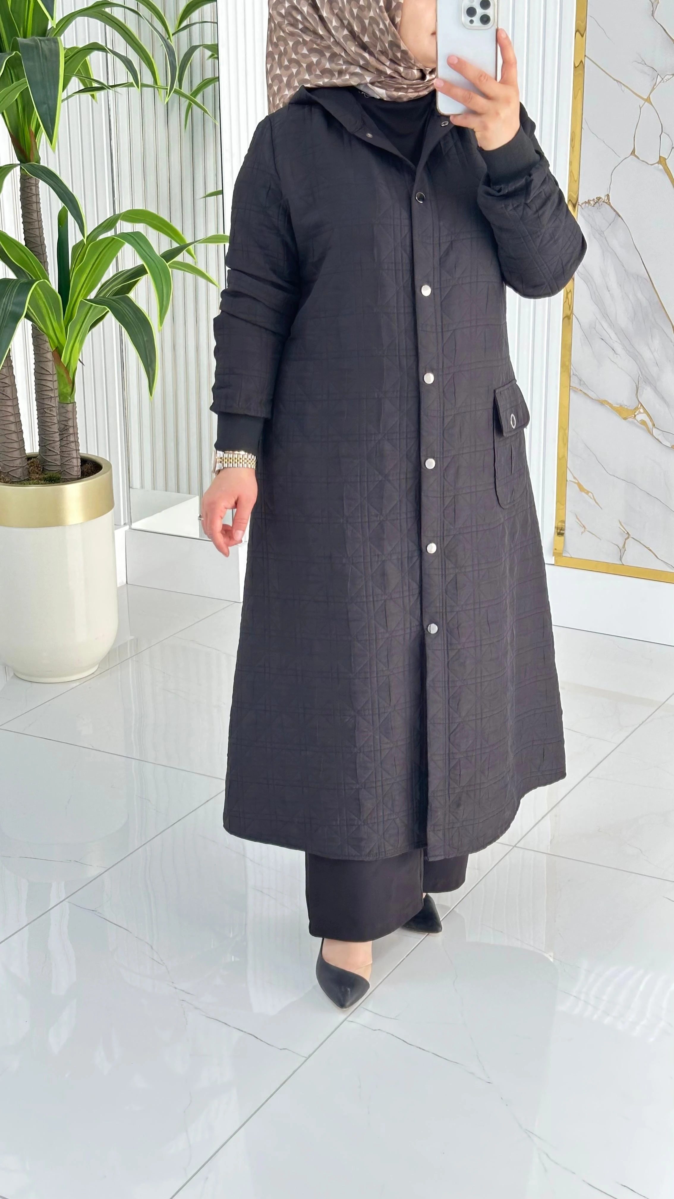 Çınar Özkan Önü Fermuarlı Cepli Kadın Kapitone Kap 2267