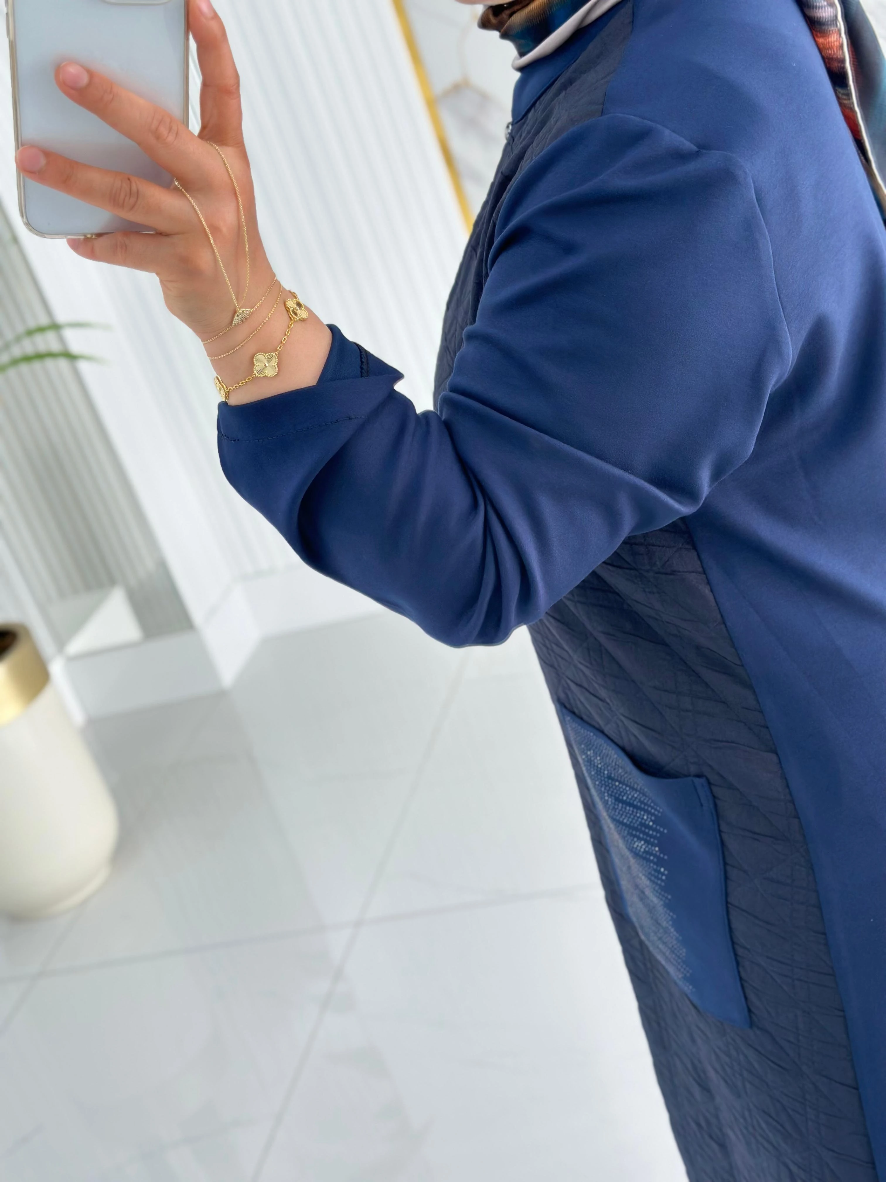 Haya Önü Fermuarlı Kapüşon Cepli Kadın Kapitone Kap 1634 - Lacivert