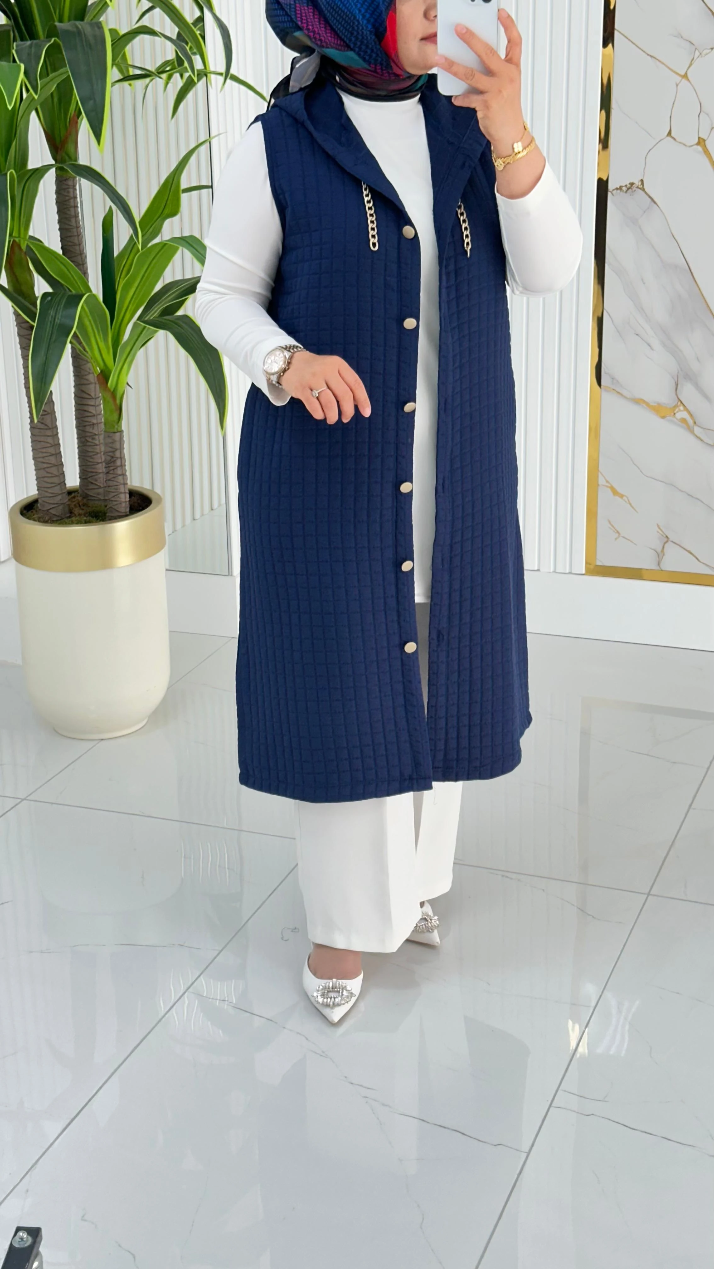 Kado Cep Detaylı Kolsuz Yelek 7190 - Lacivert