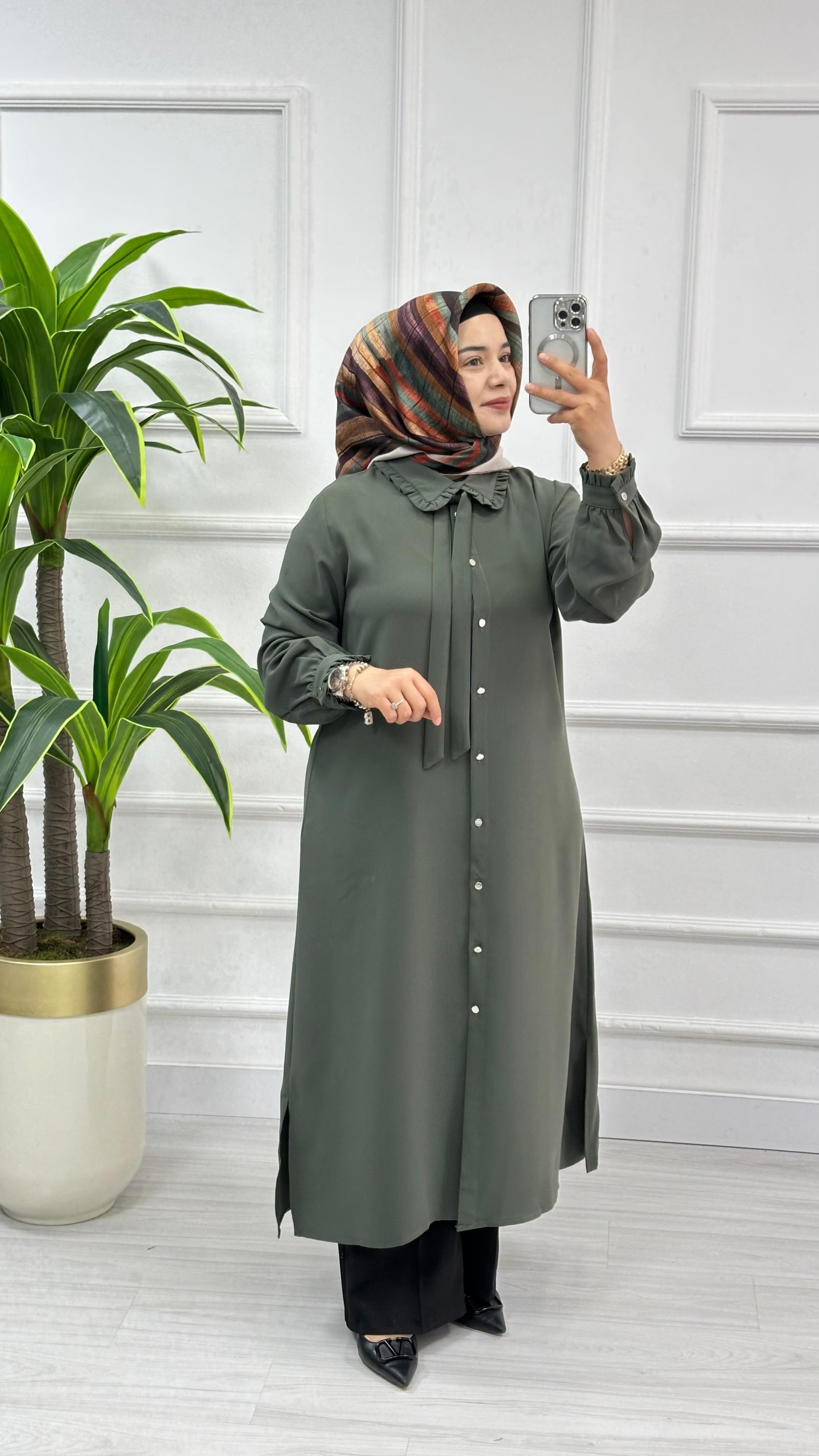 Alesya Bebe Yakalı Fırfırlı Fular Detaylı Tunik 4866