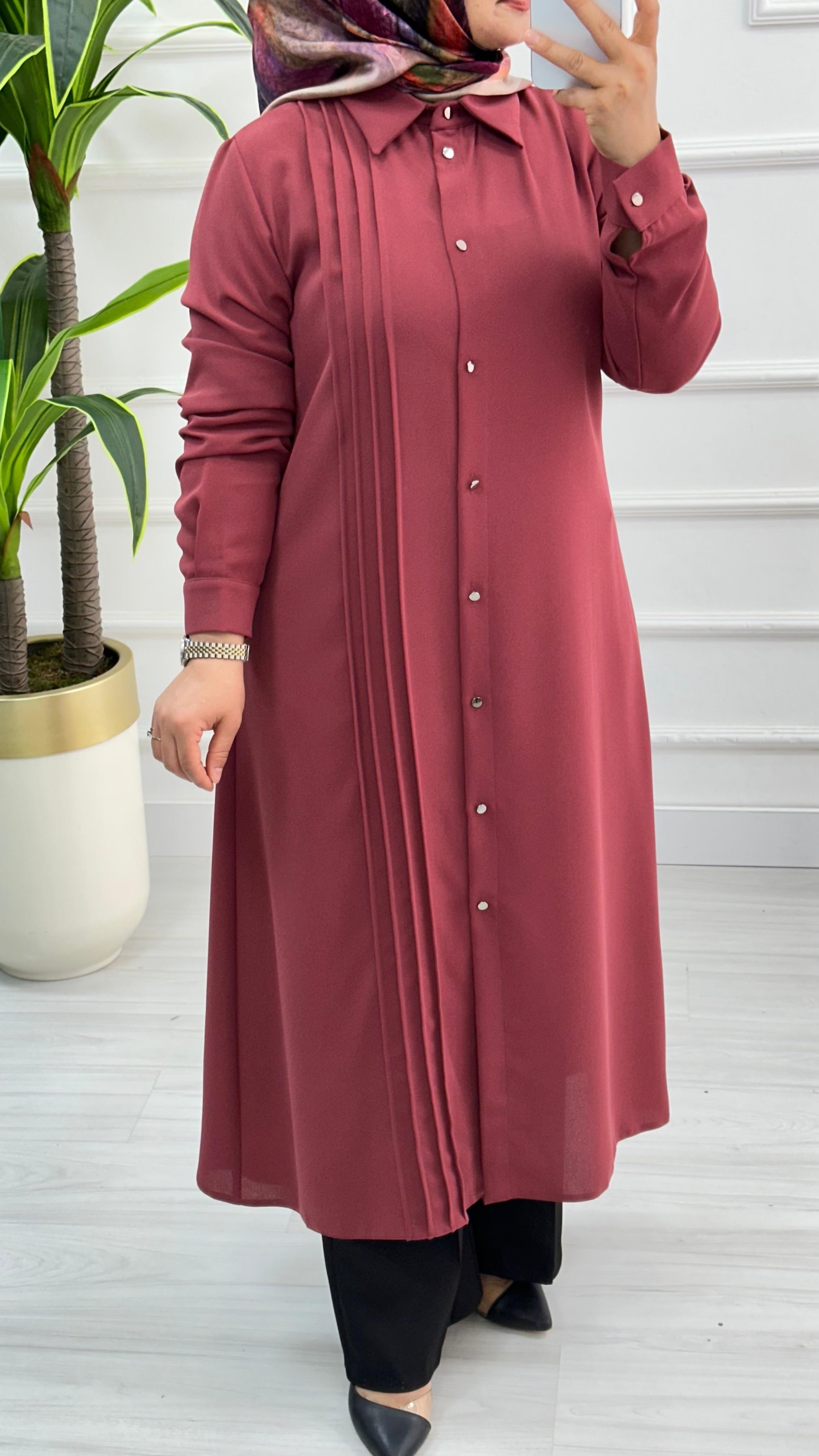 Çınar Özkan Boydan Dikişli Tunik 1623 - Gül