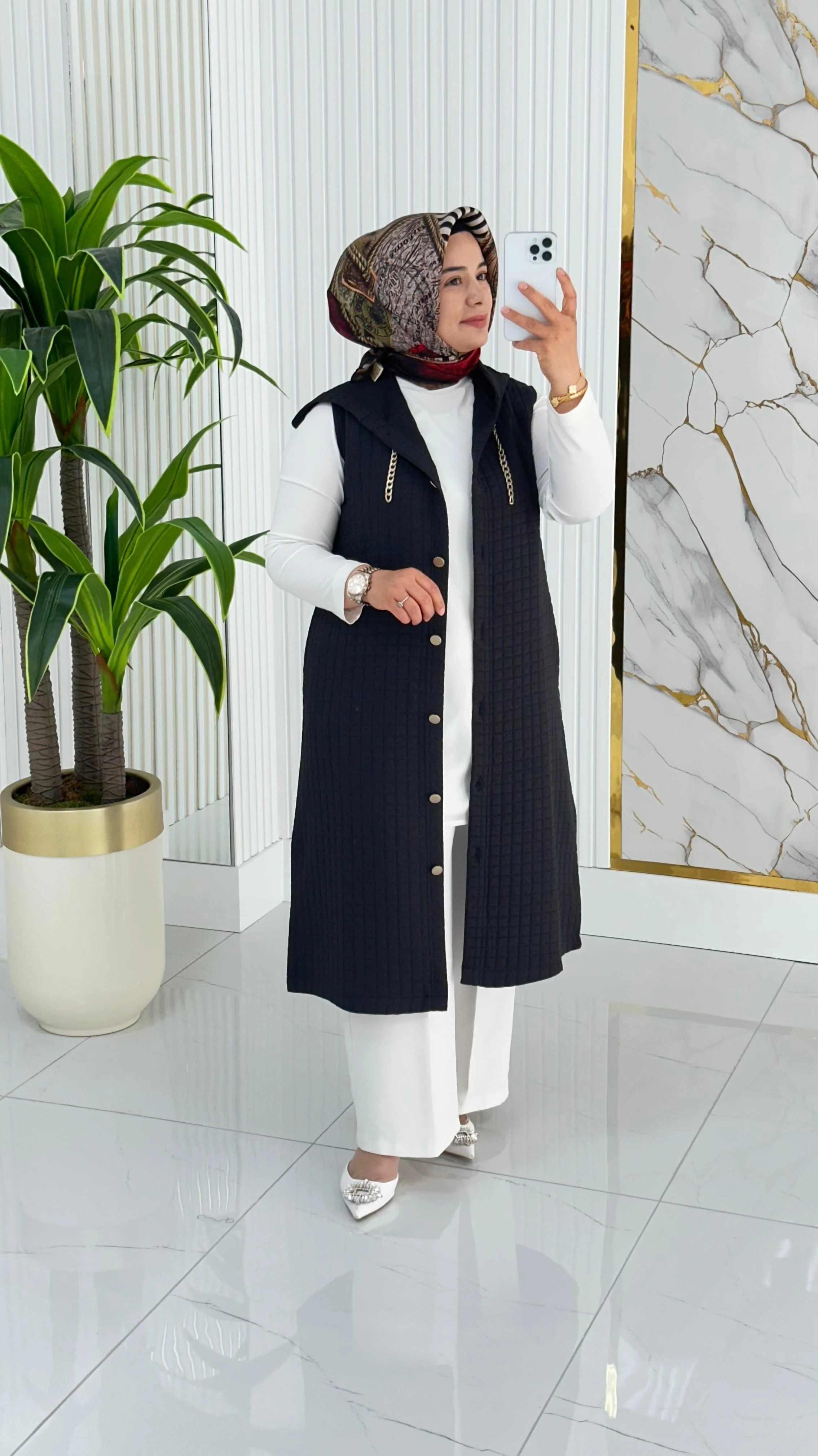 Kado Cep Detaylı Kolsuz Yelek 7190 - Siyah