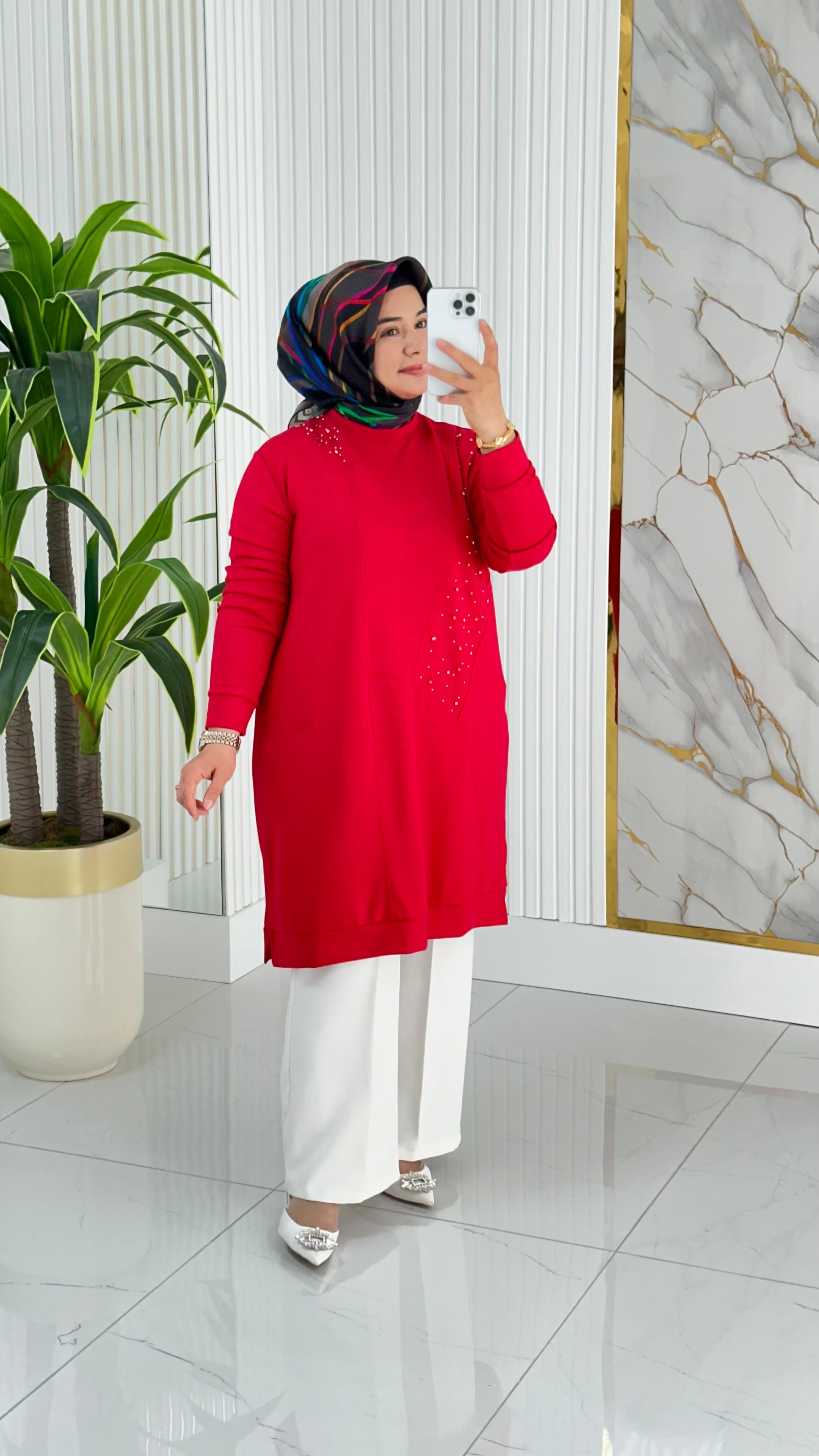 Kado Taş Baskılı Asimetrik Tunik 7020