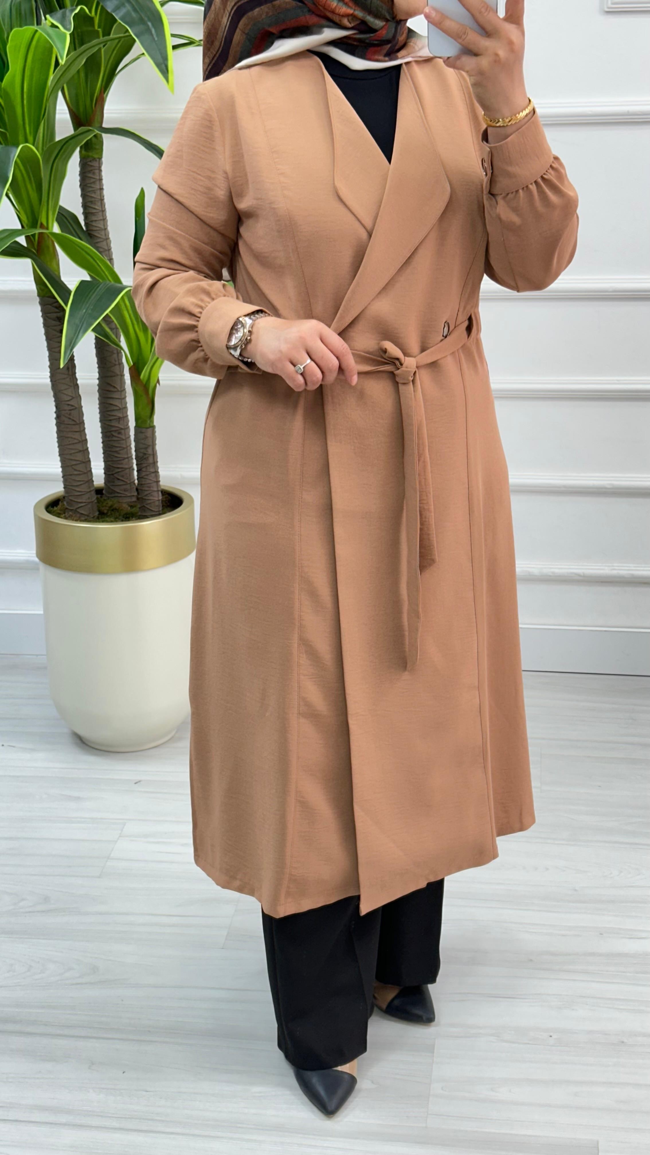 Panova Çıt Detaylı Kuşaklı Anvelok Kapamalı Giy Çık 7010 - Camel