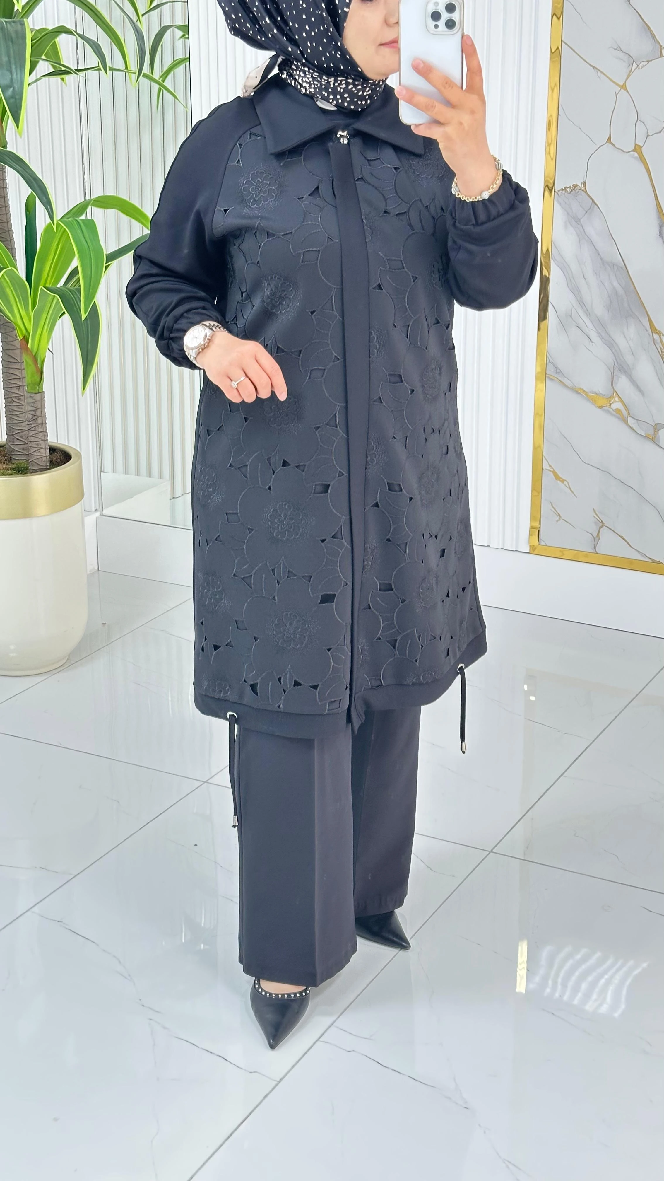 Haya Güpür Detaylı Tesettür Kap 1636