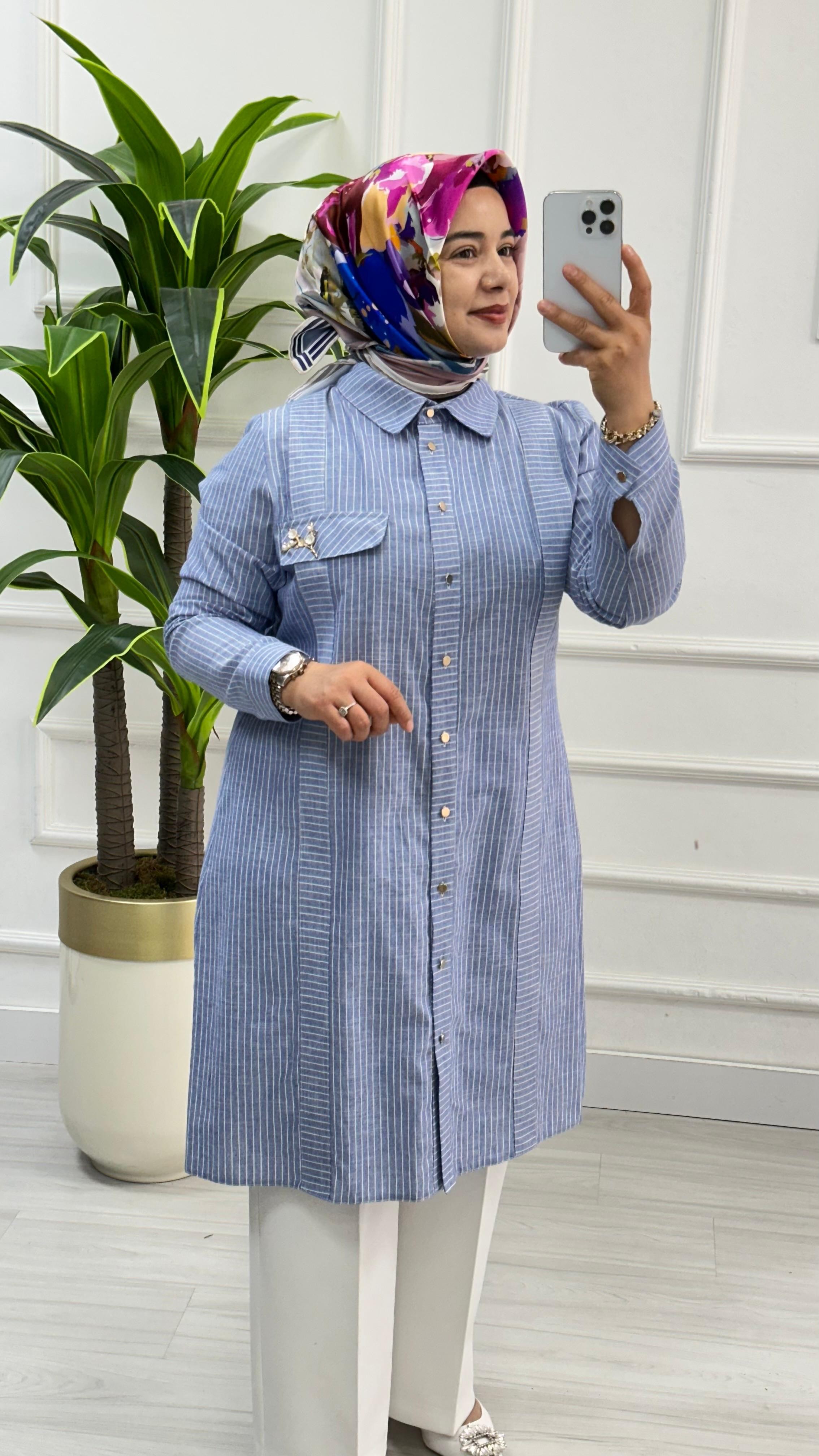 Qetenn Çizgili Mevsimlik Tunik 2954