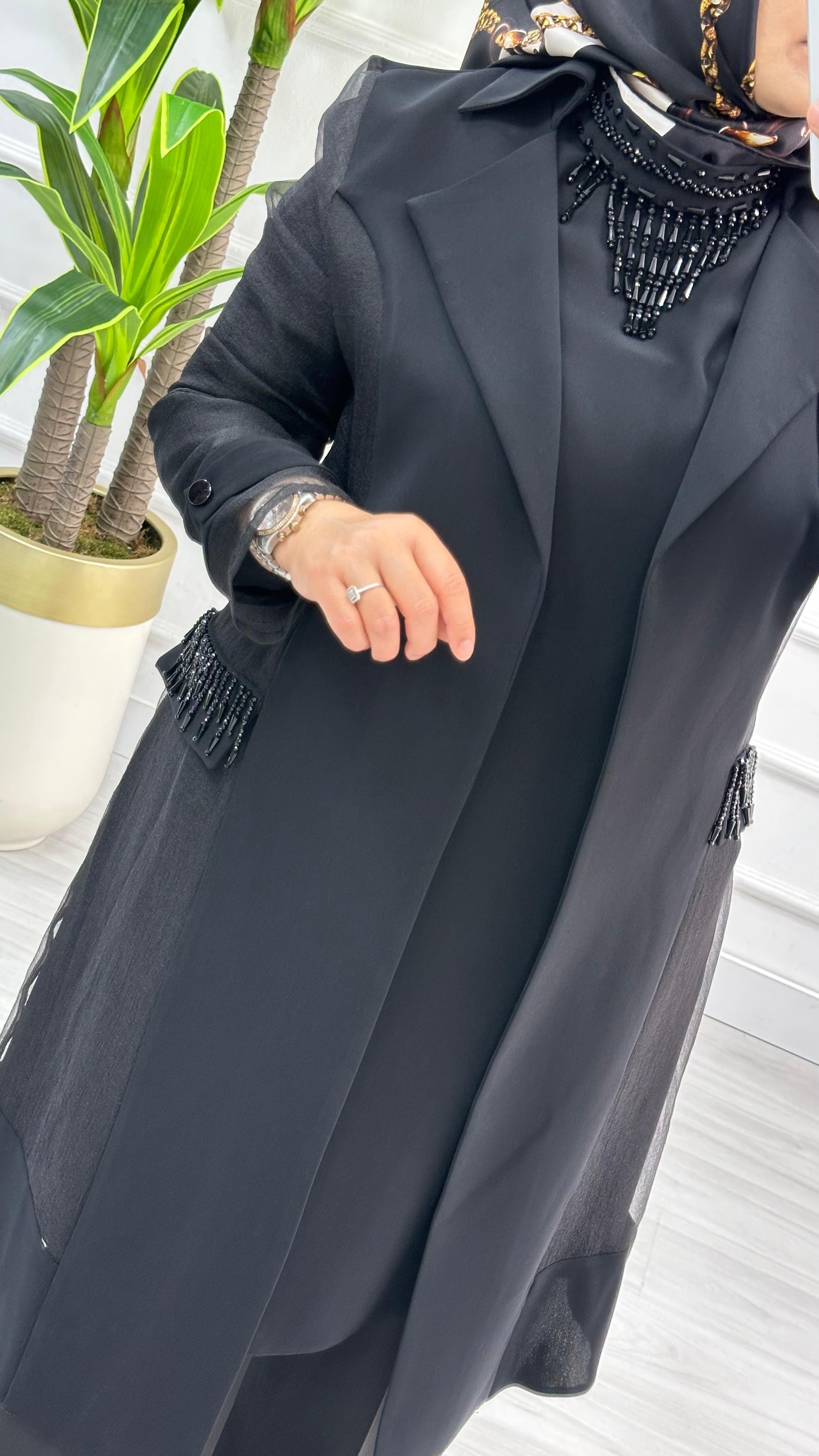 Altın Kreasyon Kolları Organze Tüllü Yelek ve Uzun Kol İçlikli İkili Takım 8750
