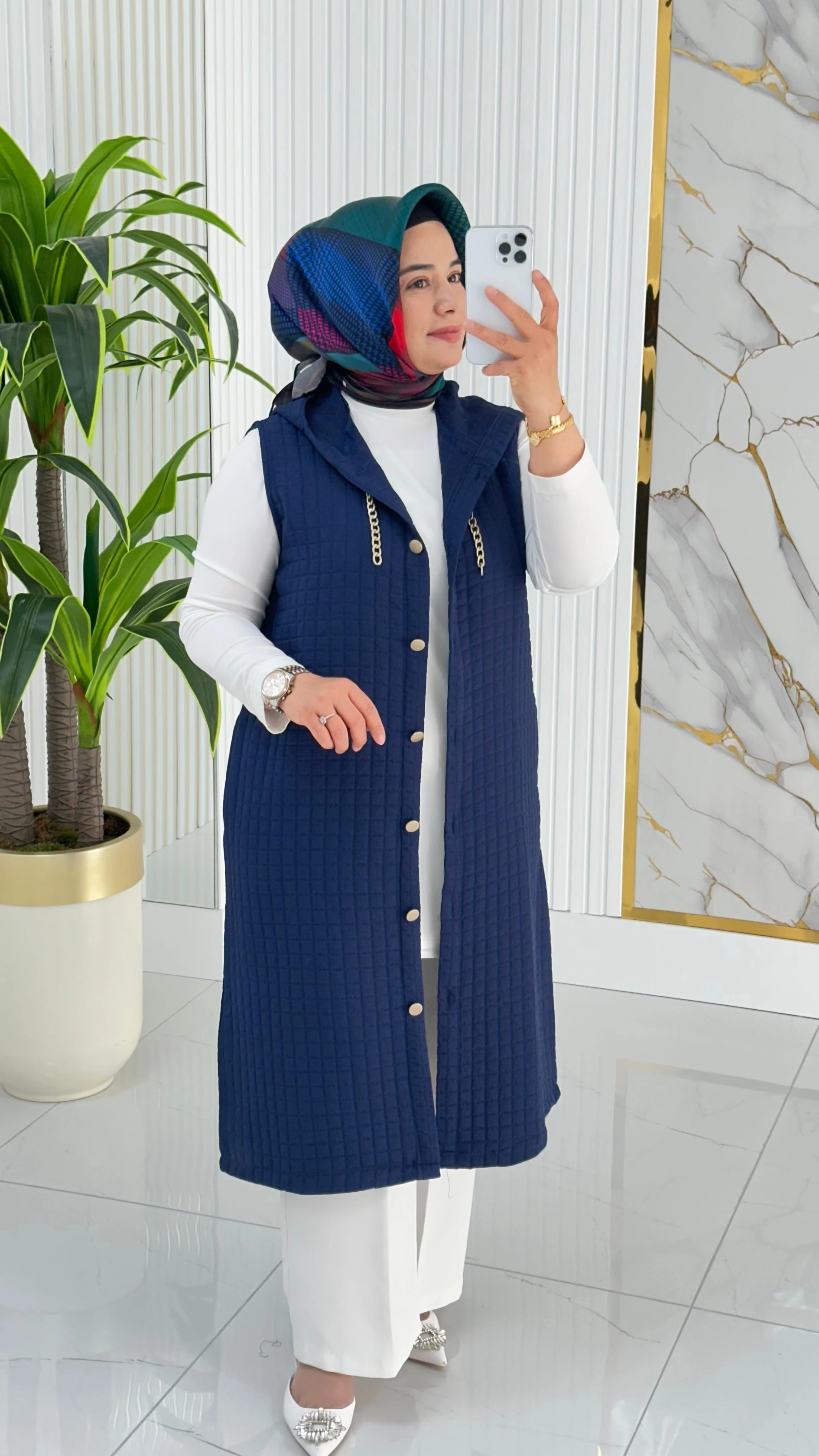 Kado Cep Detaylı Kolsuz Yelek 7190 - Lacivert