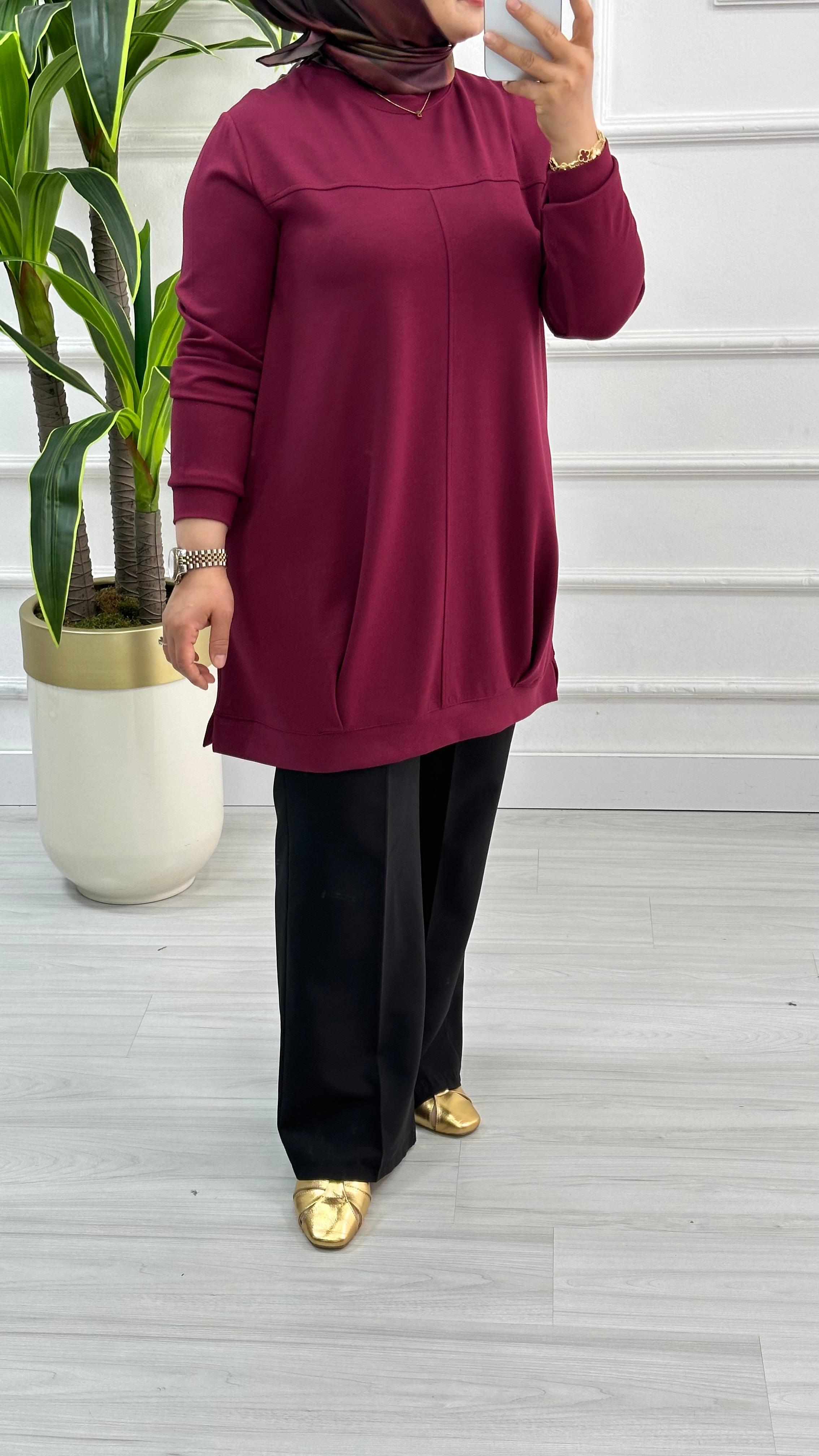 Kado Önü Pleli Osyho Tunik 7060 - Bordo