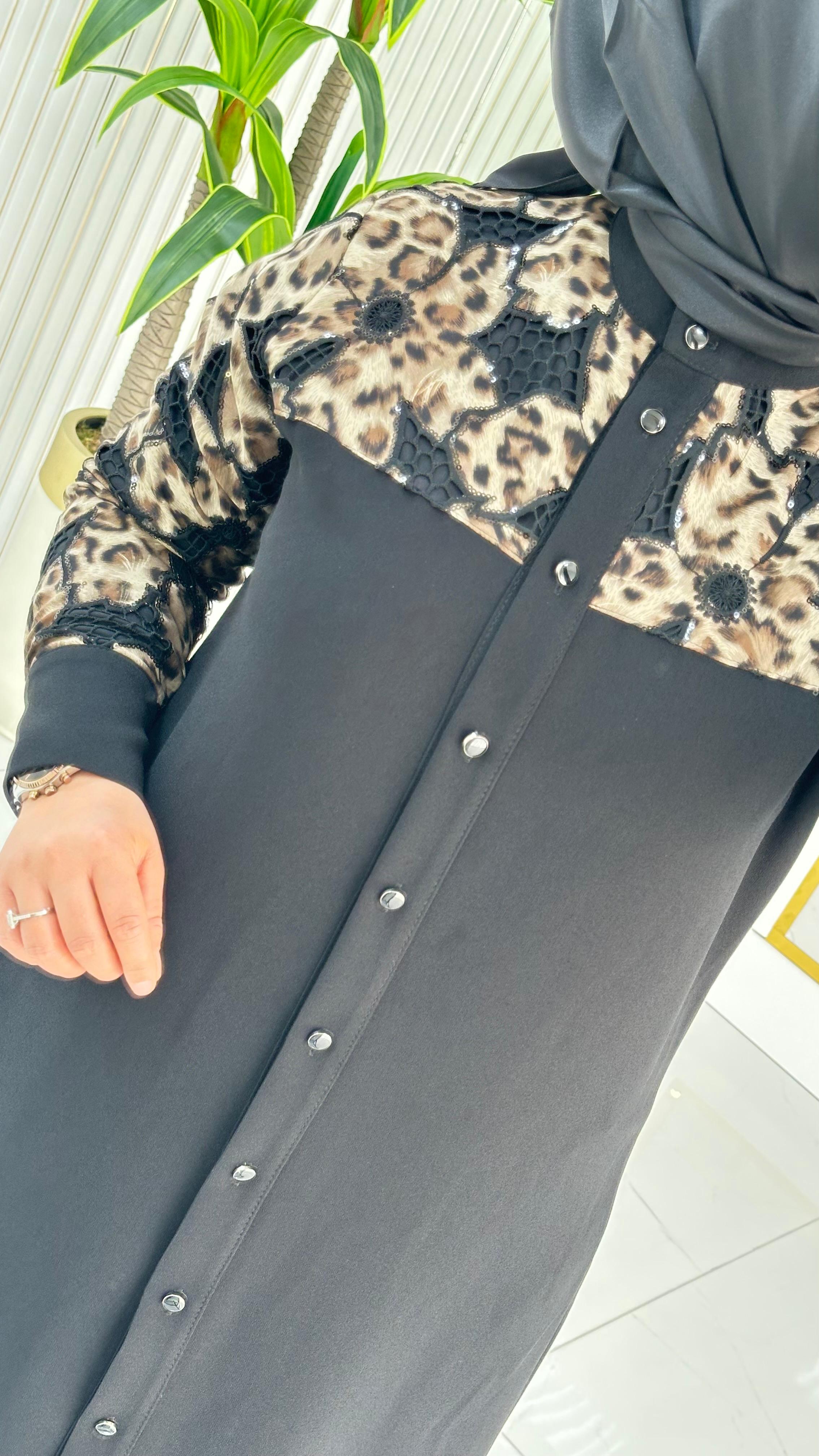 Haya Leopar Detaylı Tesettür Tunik 1654