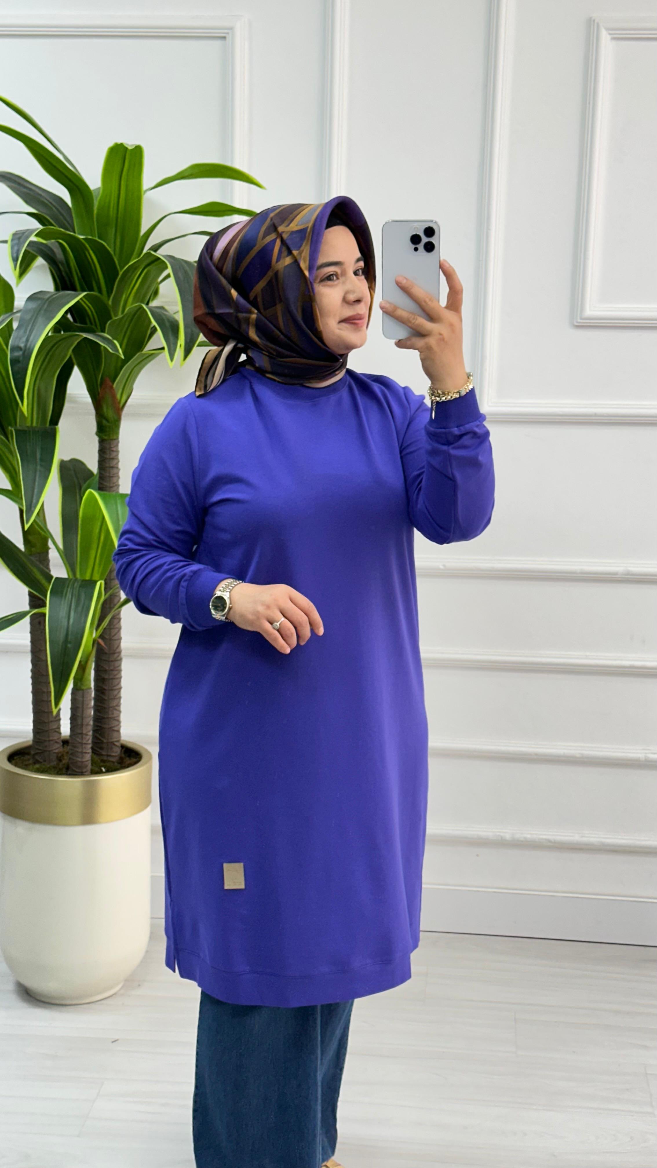 Kado Klasik Uzun Tunik 7194 - Mor