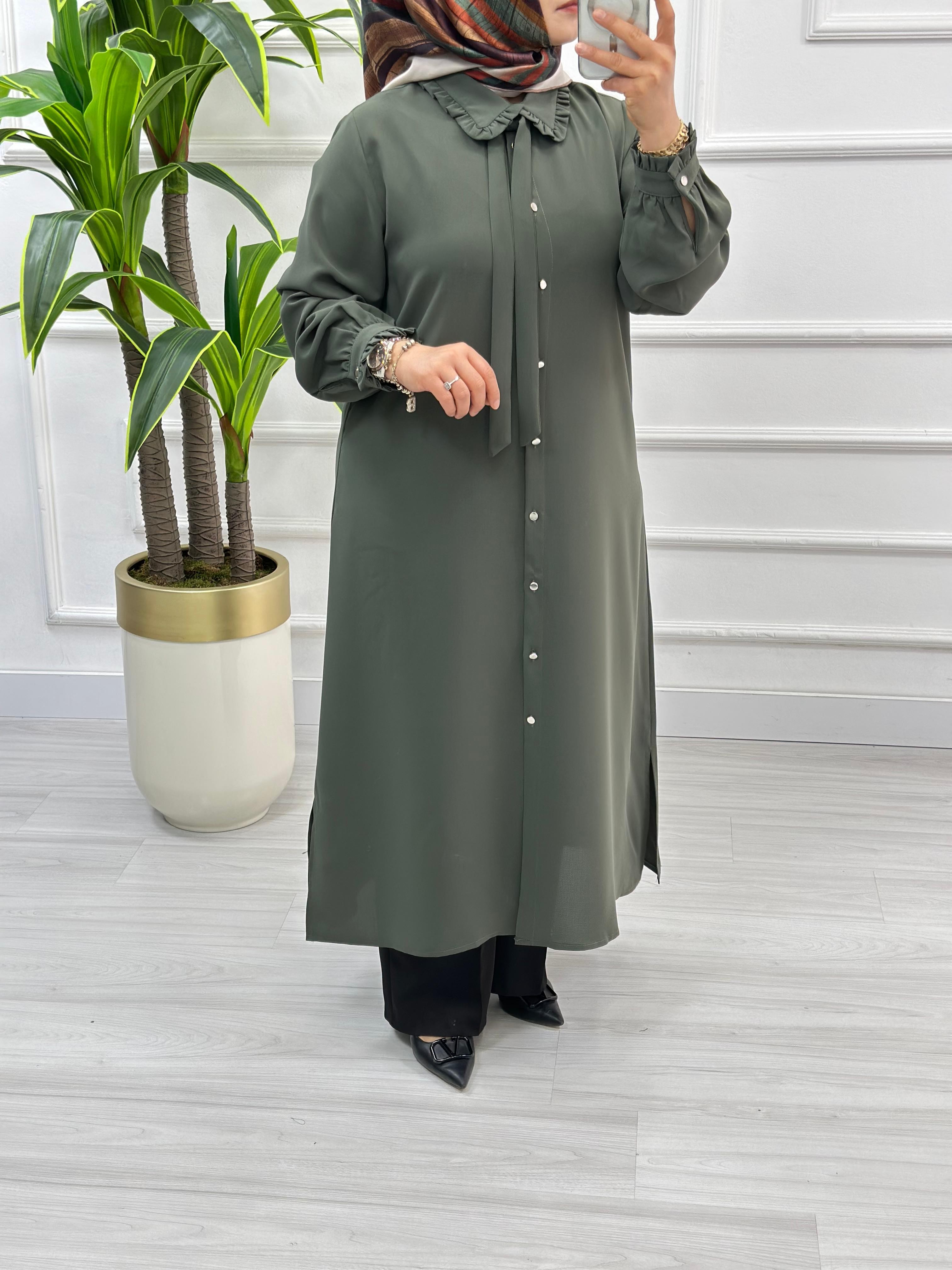 Alesya Bebe Yakalı Fırfırlı Fular Detaylı Tunik 4866