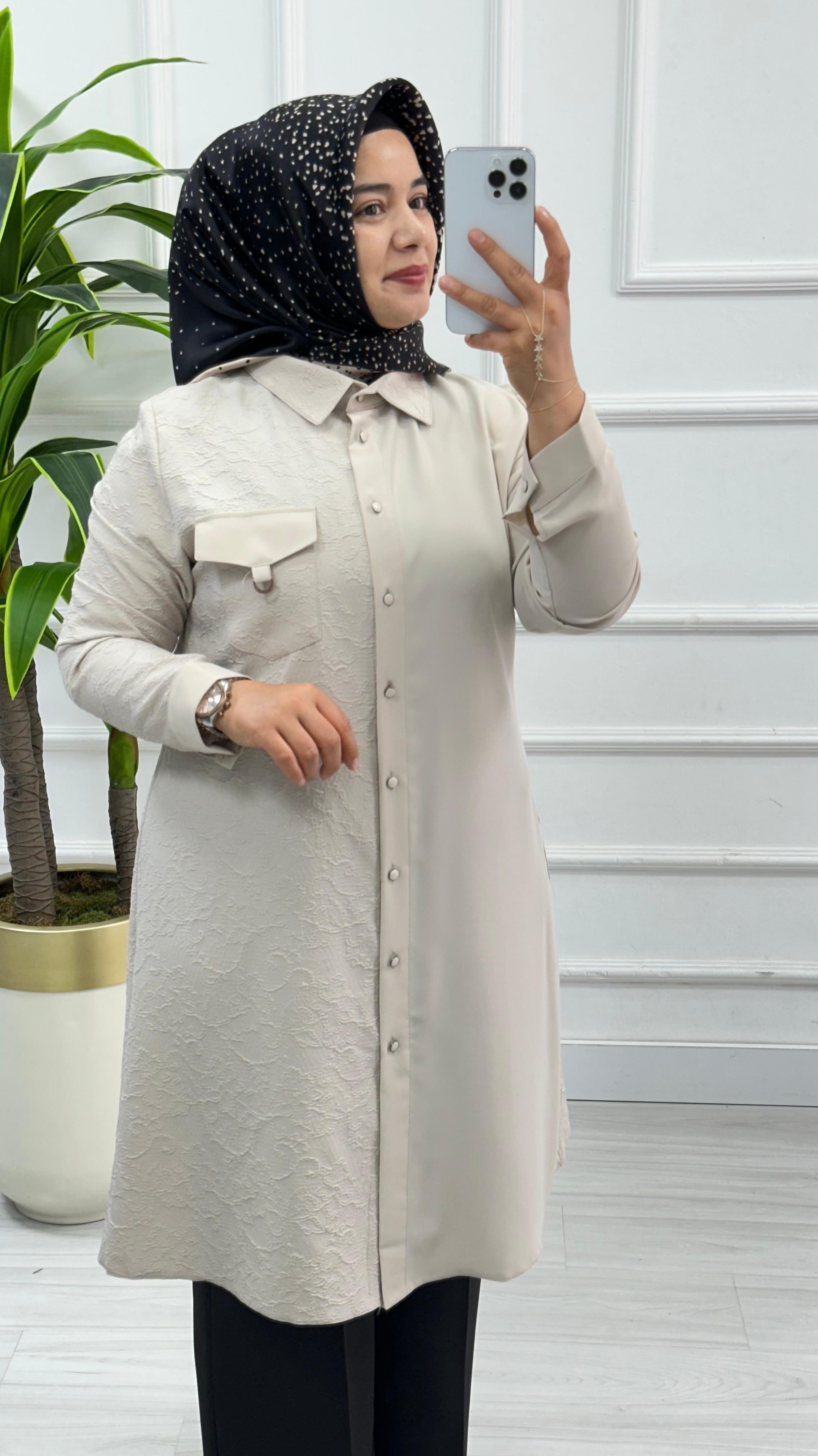 Qetenn Jakarlı Garnili Tunik 2914
