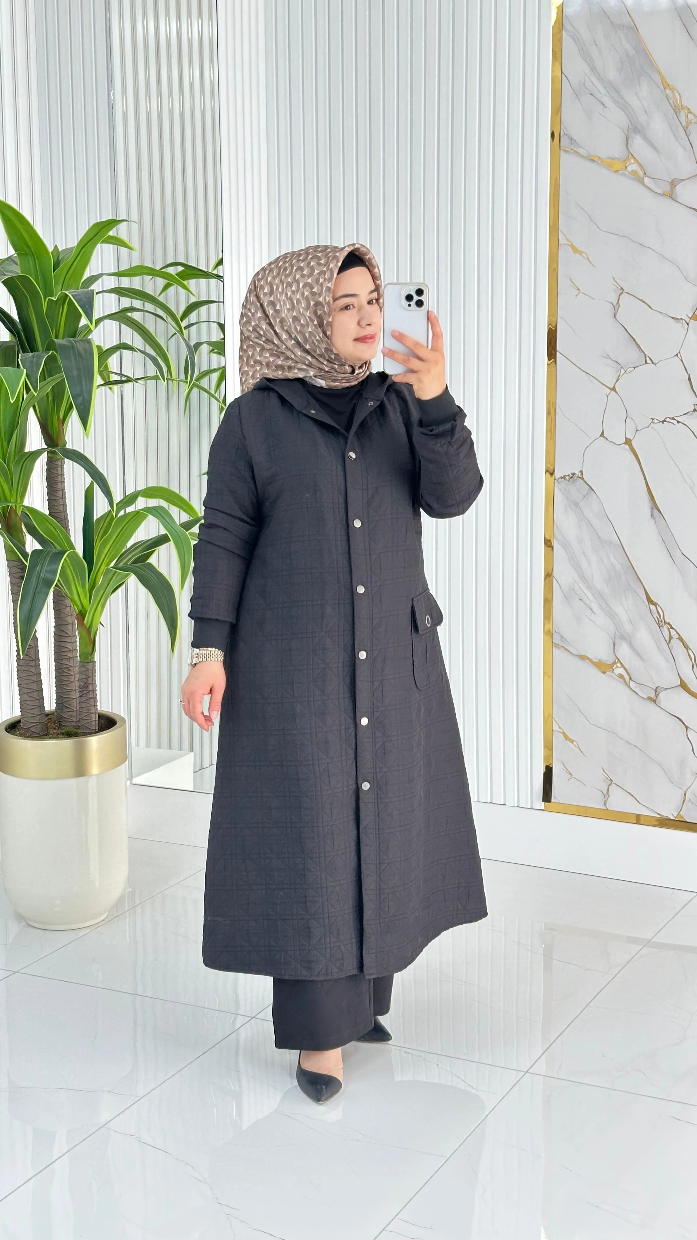 Çınar Özkan Önü Fermuarlı Cepli Kadın Kapitone Kap 2267