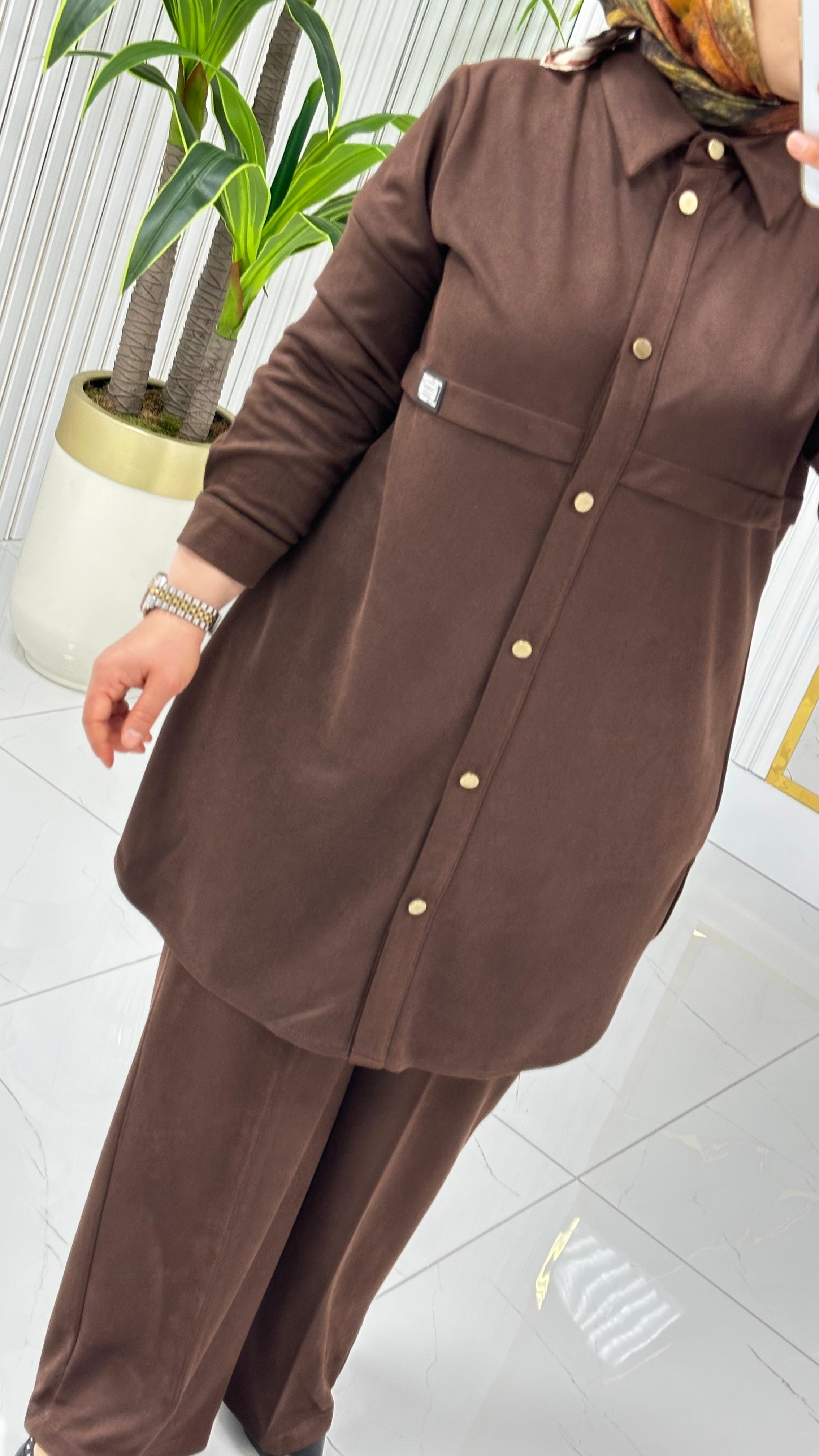 Çınar Özkan Mevsimlik Pantolonlu Takım 2229 - Kahverengi