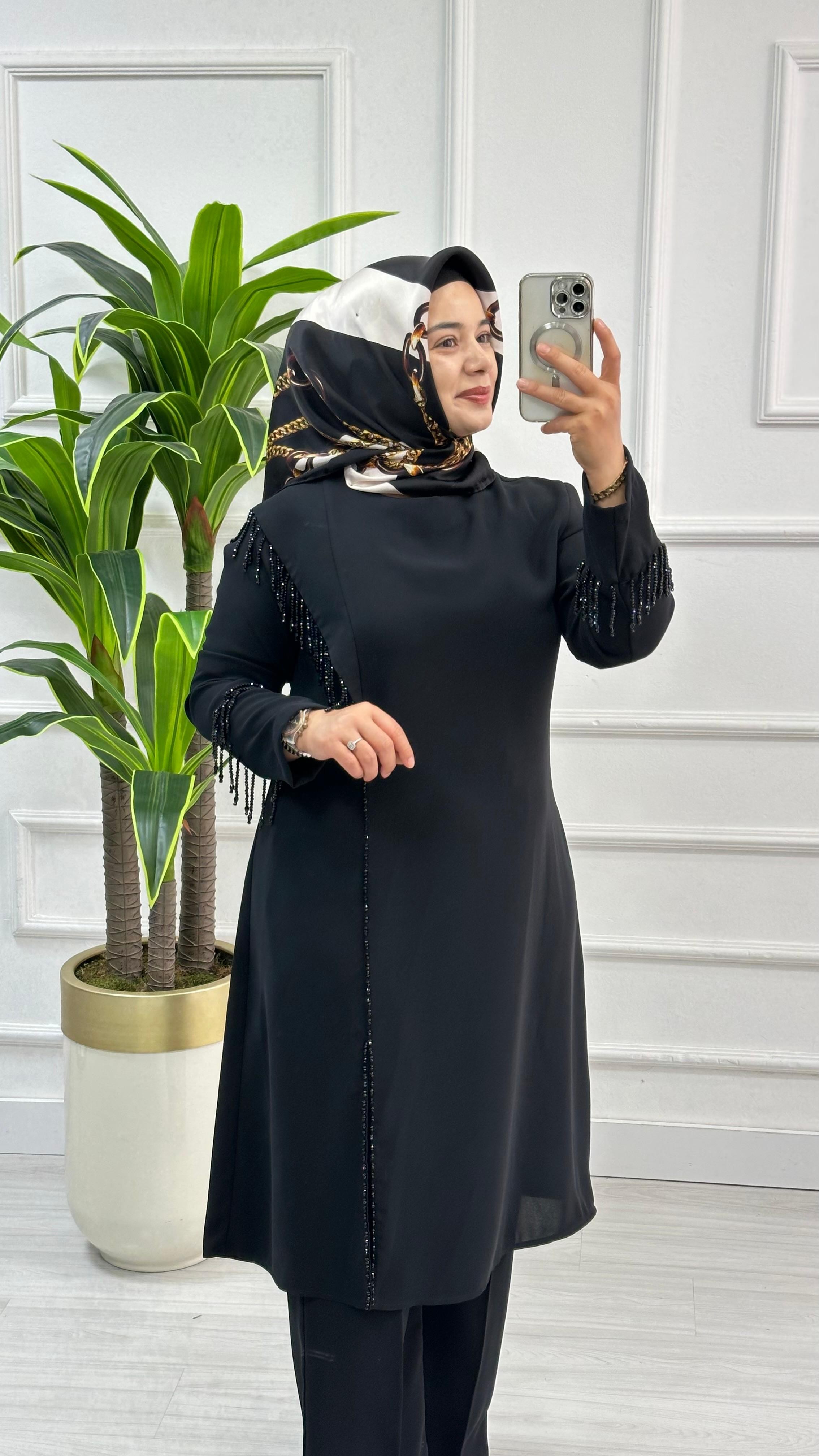 Altın Kreasyon Kolları Organze Tüllü Yelek ve Uzun Kol İçlikli İkili Takım 8750