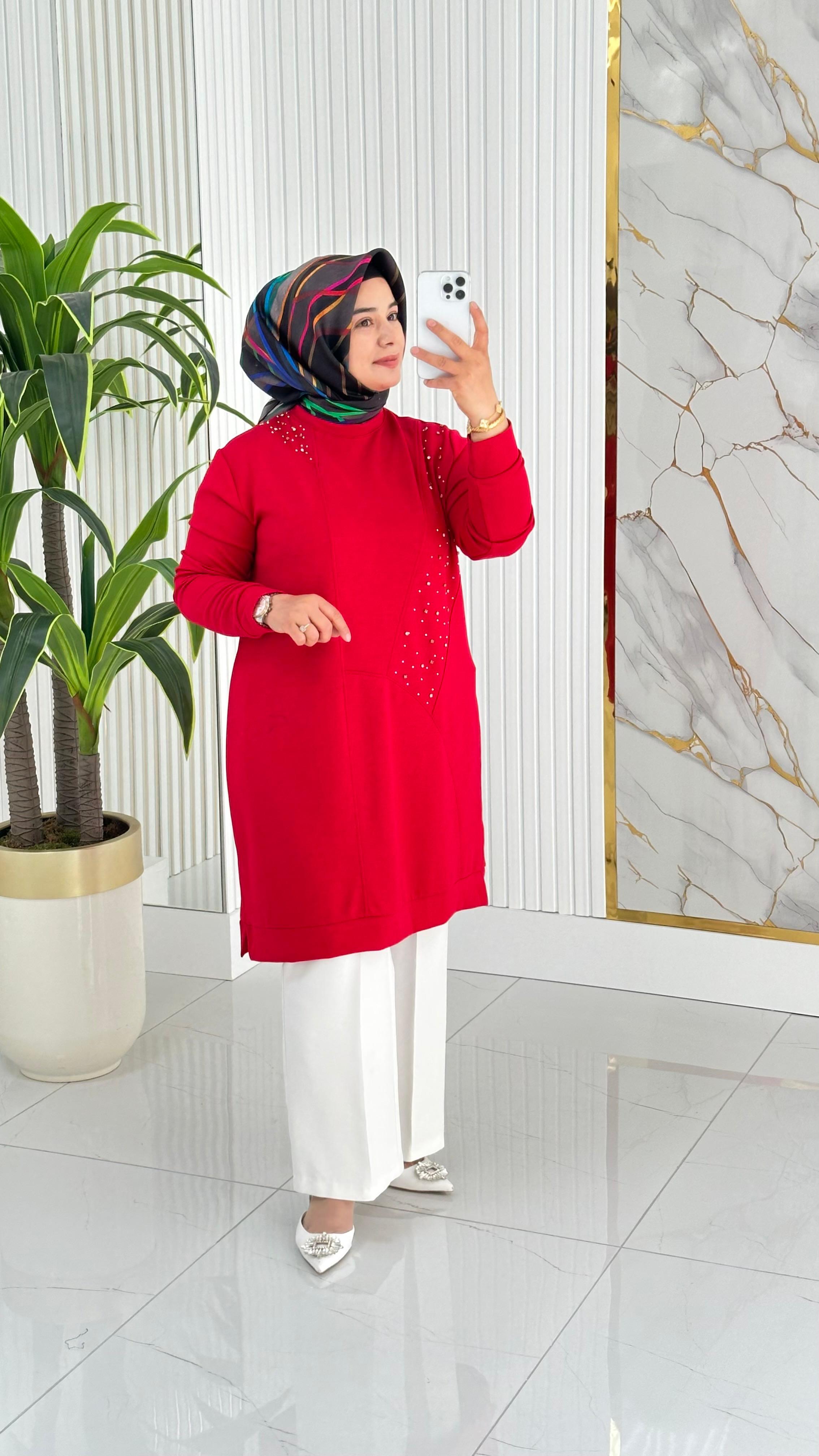 Kado Taş Baskılı Asimetrik Tunik 7020