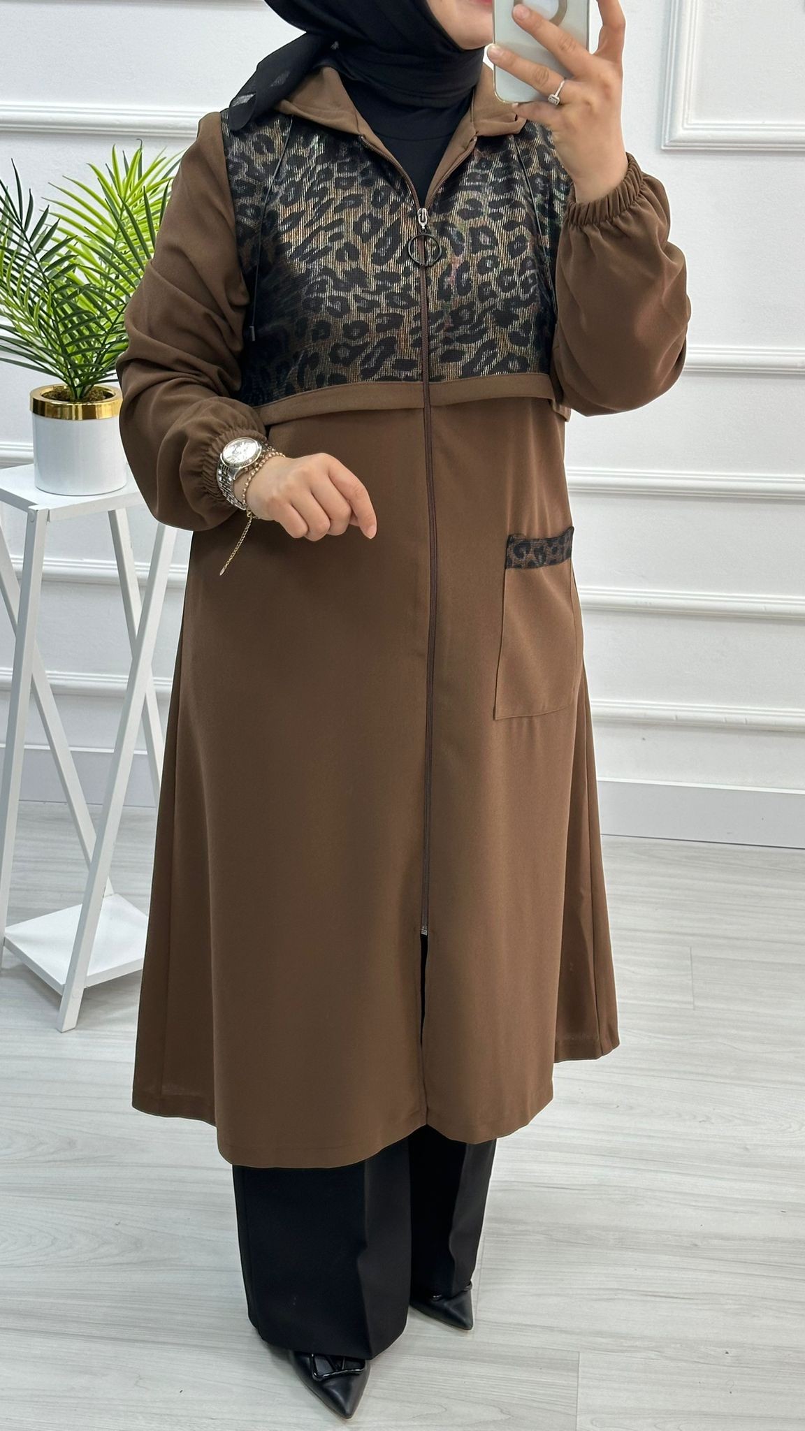 Melih Önü ve Arkası Leopar Desenli Giy Çık 2119 - Taba