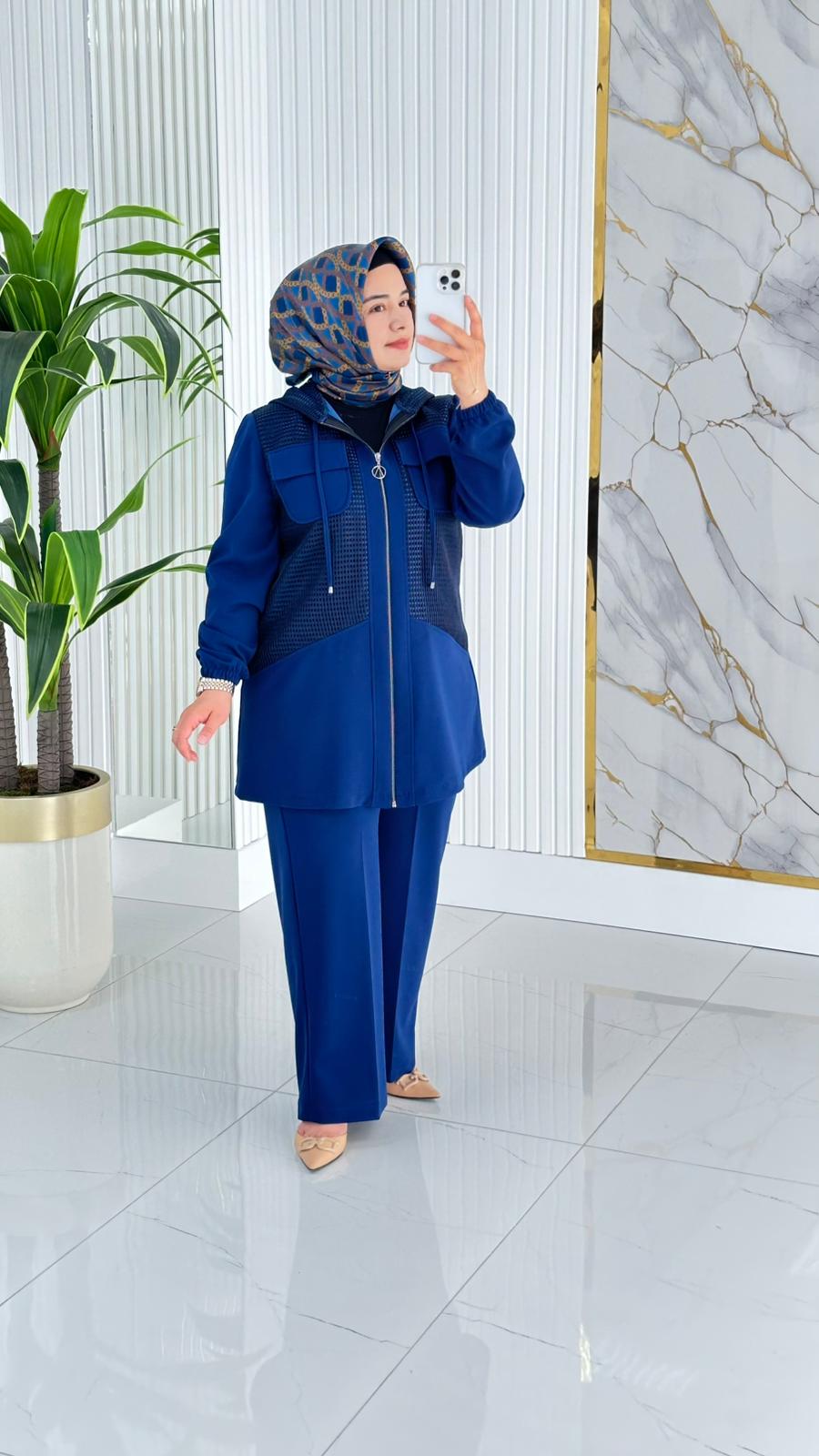 Çınar Özkan Fileli Pantolonlu Takım 2233 - Saks