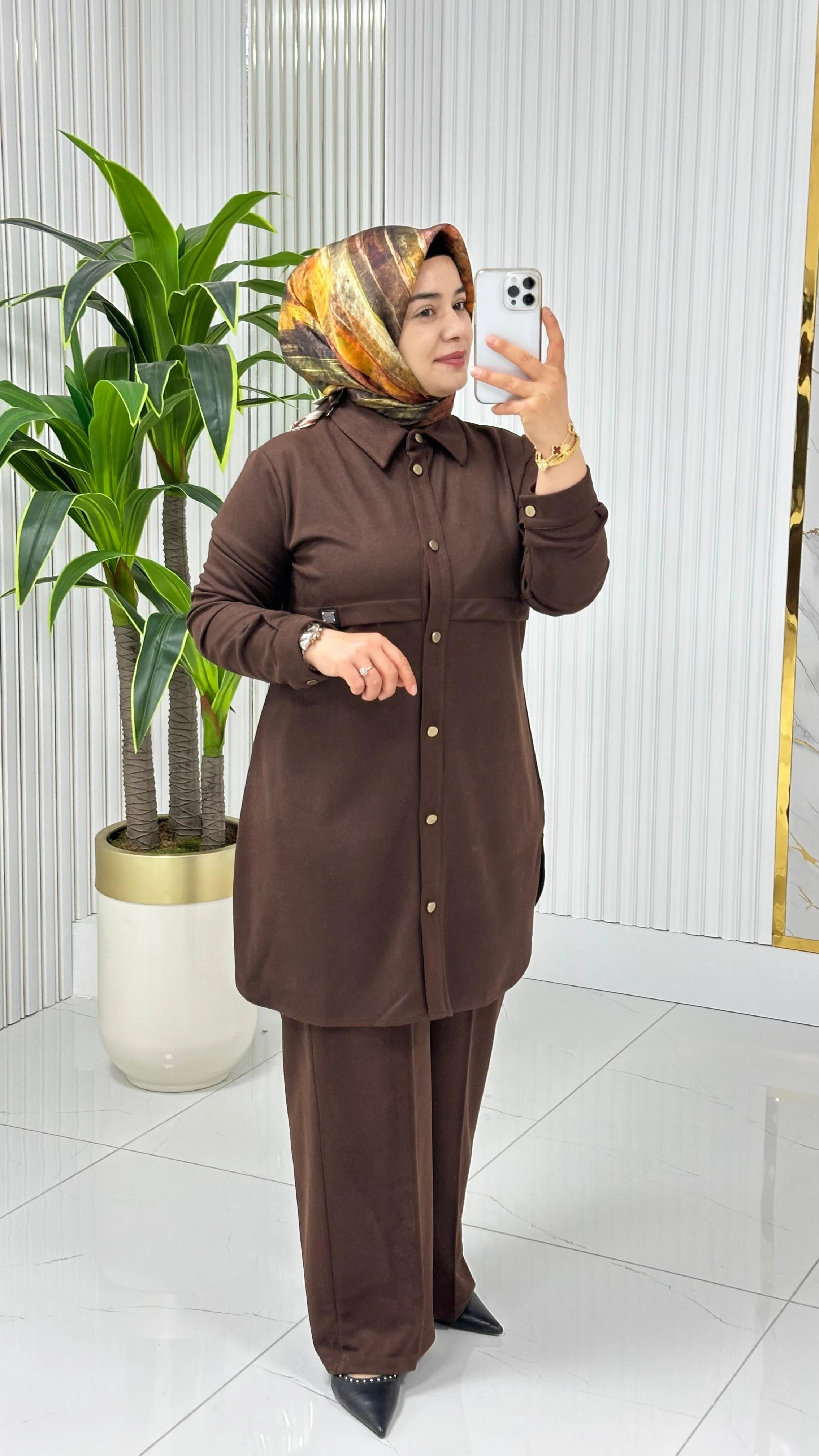 Çınar Özkan Mevsimlik Pantolonlu Takım 2229 - Kahverengi