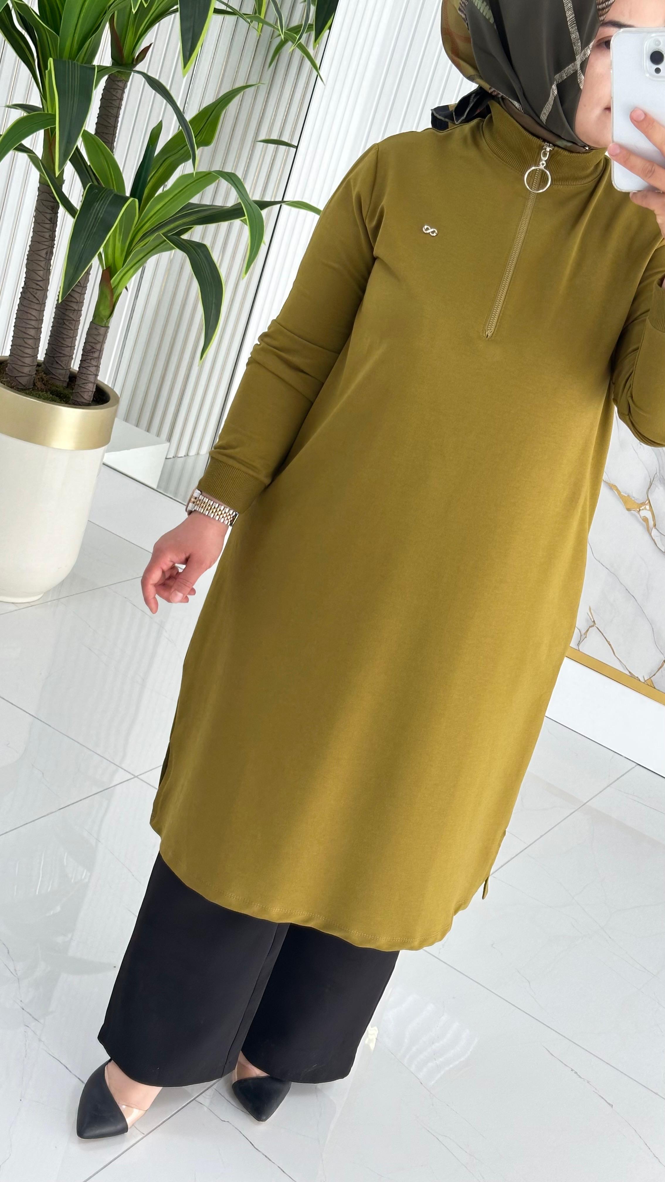 Dik Yaka Ribanalı Swet 7568 - Yağ Yeşili