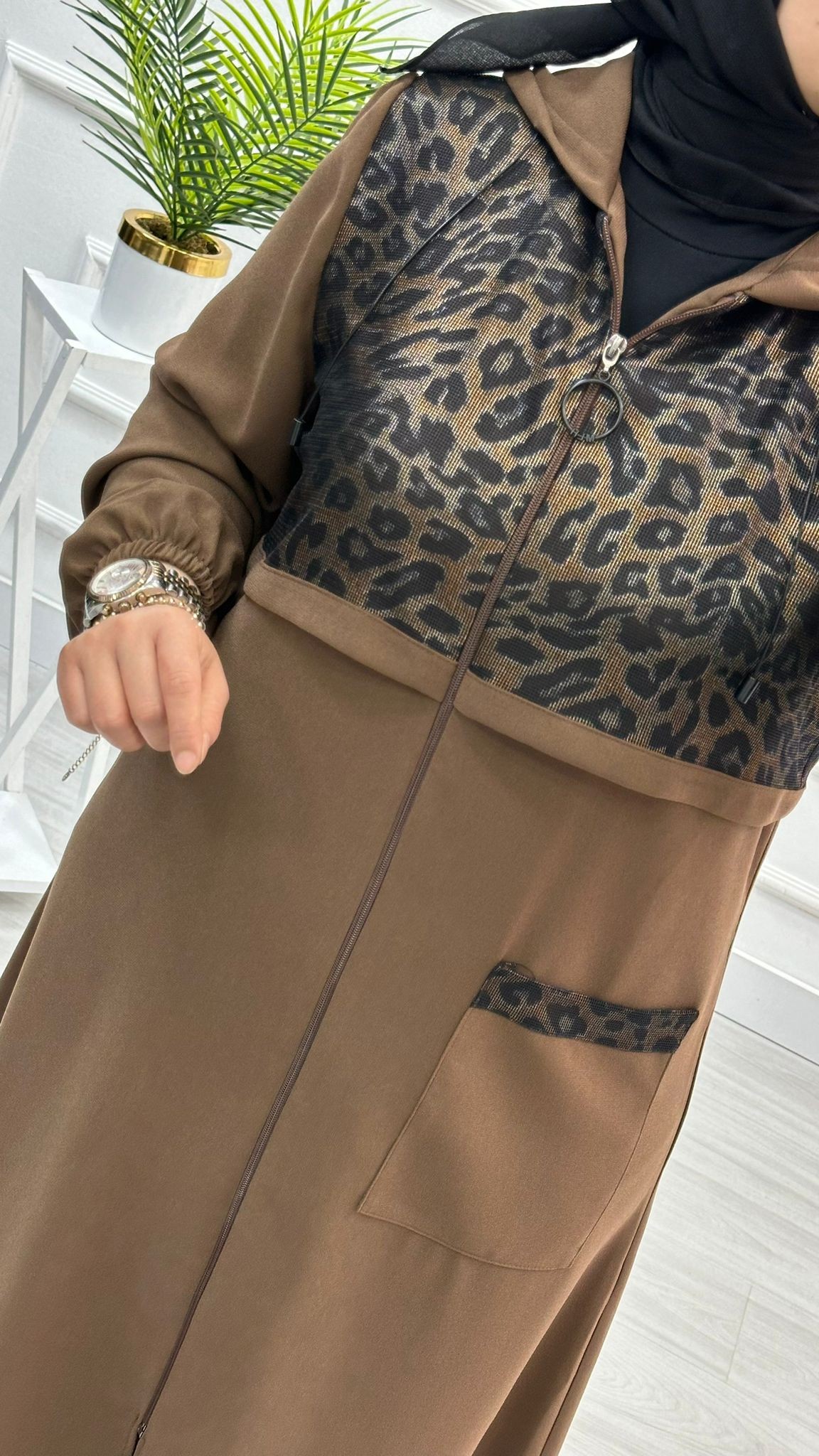 Melih Önü ve Arkası Leopar Desenli Giy Çık 2119 - Taba