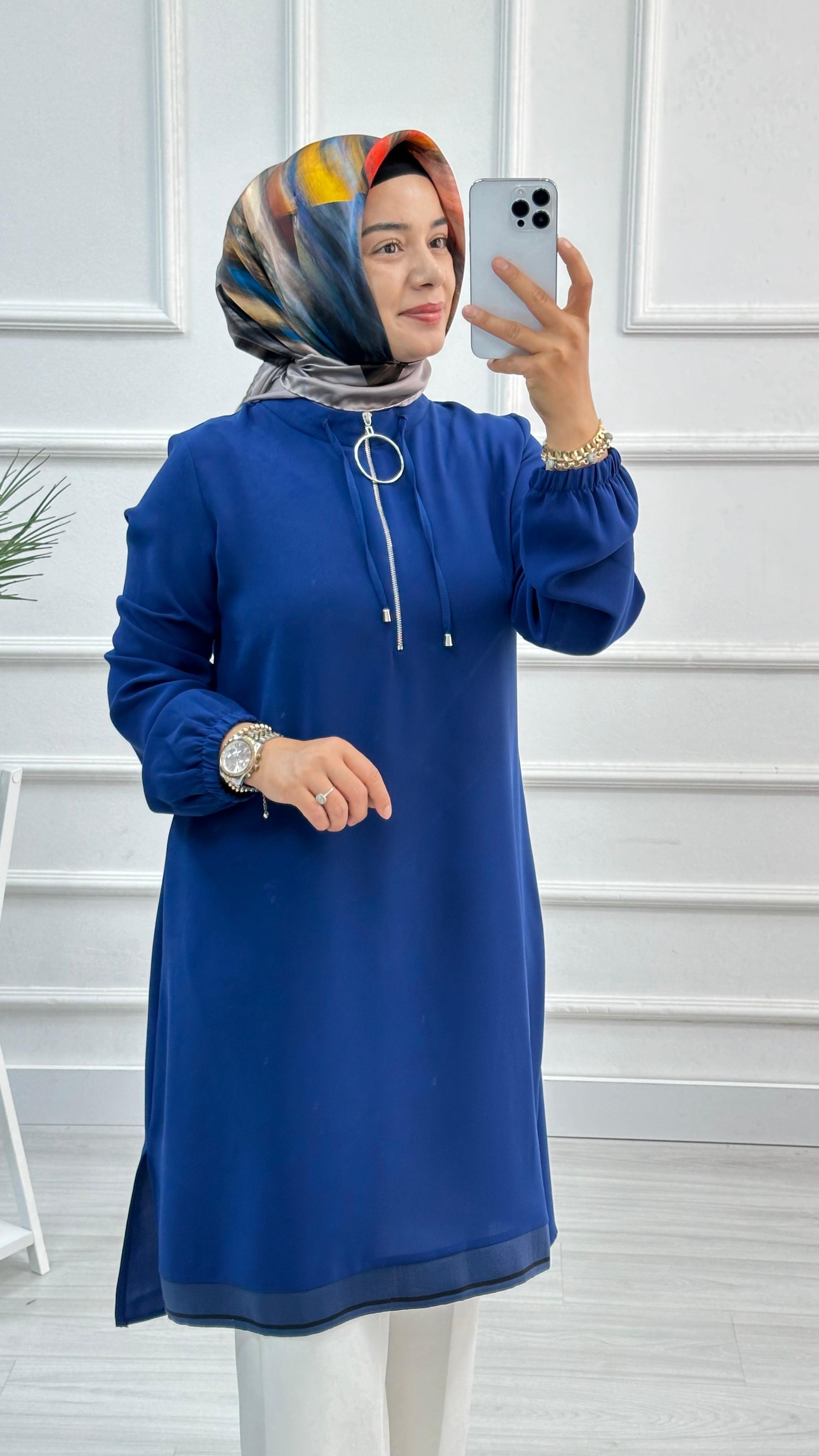 Alesya Önü Fermuarlı Etek Ucu Ribanalı Tunik 4792