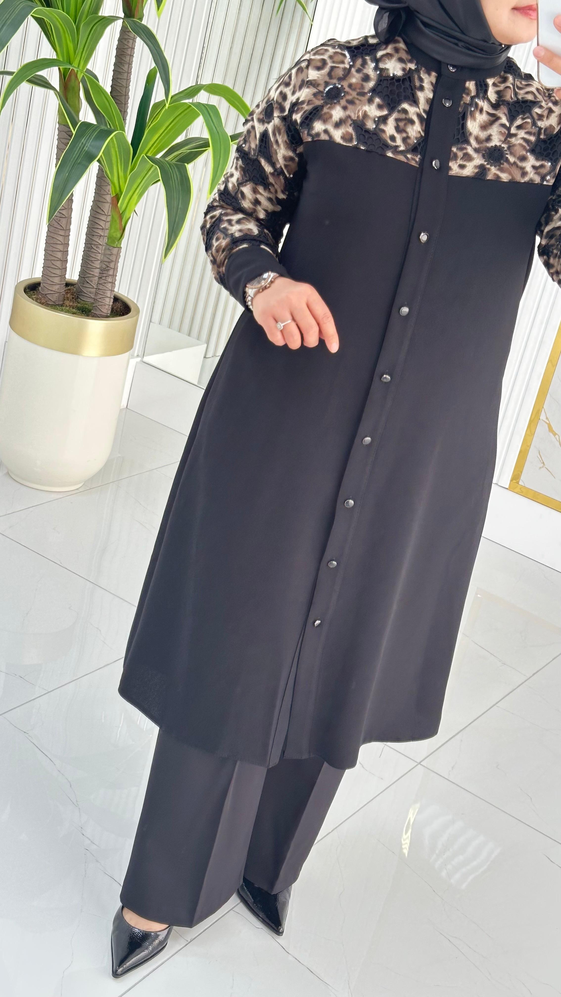 Haya Leopar Detaylı Tesettür Tunik 1654