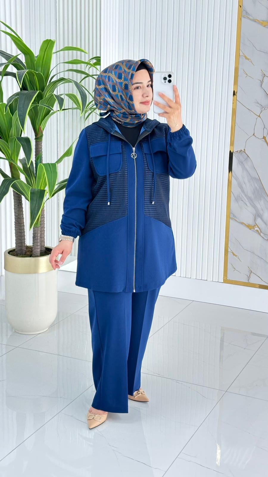 Çınar Özkan Fileli Pantolonlu Takım 2233 - Saks