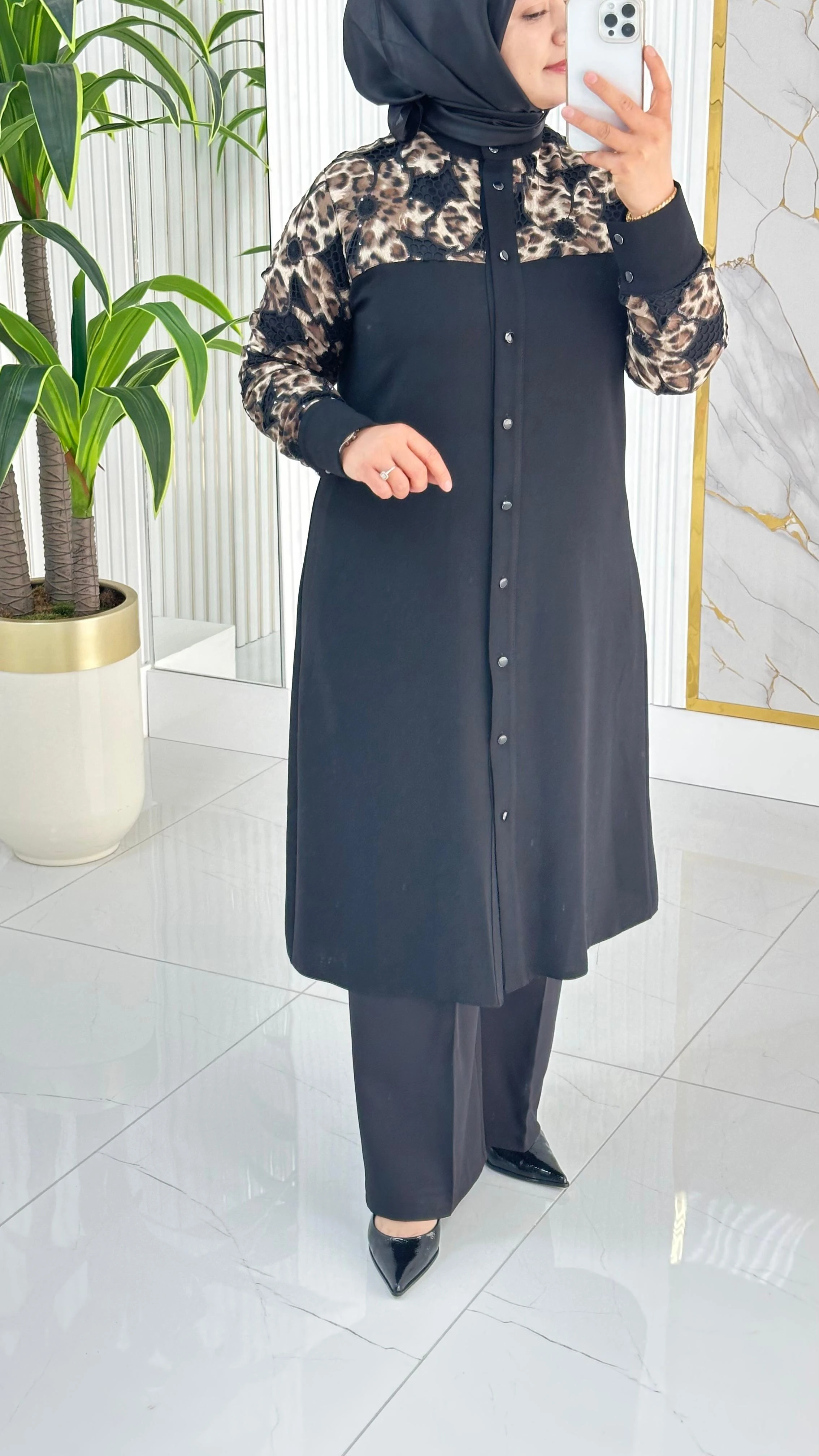 Haya Leopar Detaylı Tesettür Tunik 1654