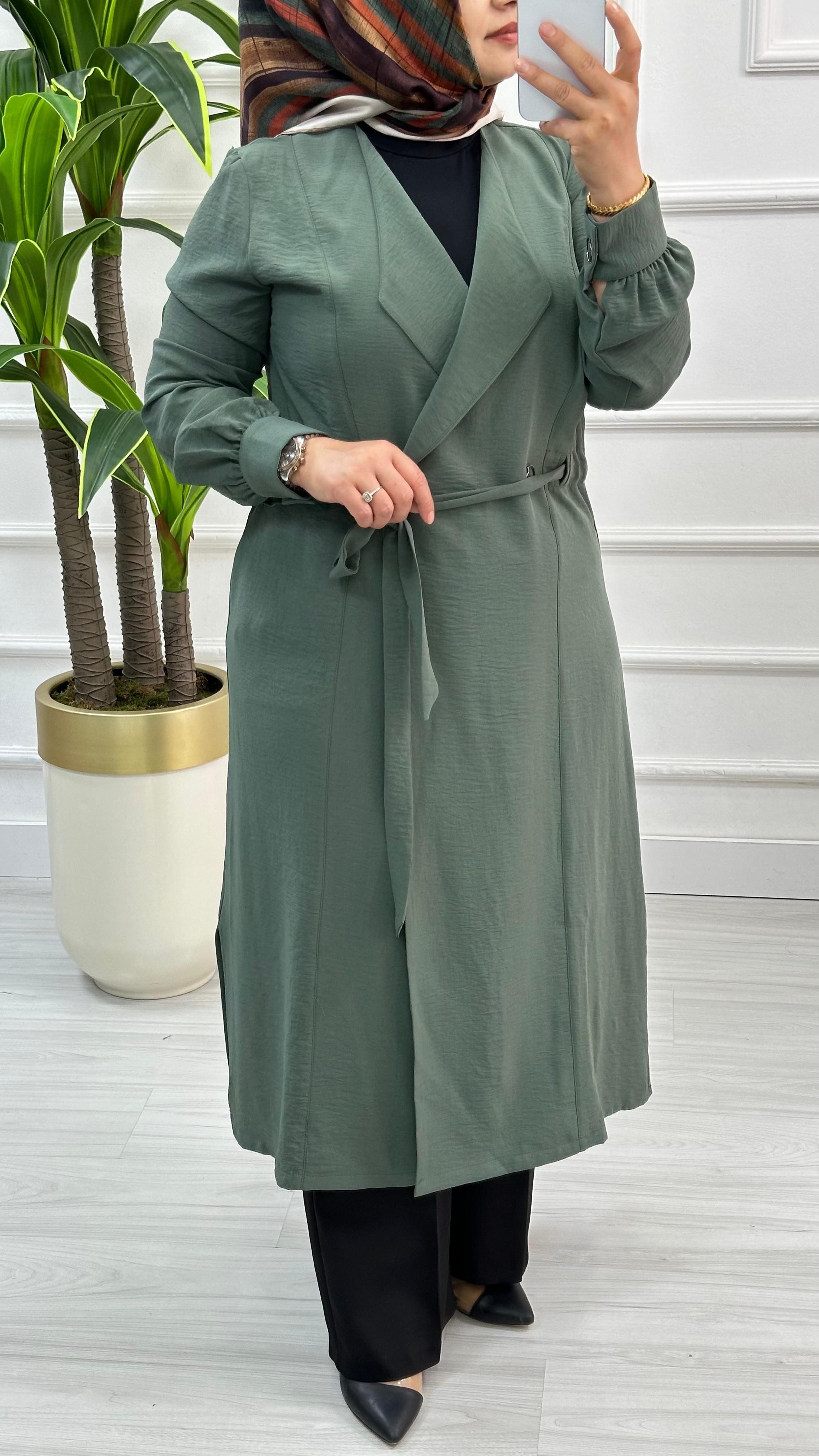 Panova Çıt Detaylı Kuşaklı Anvelok Kapamalı Giy Çık 7010 - Mint Yeşili