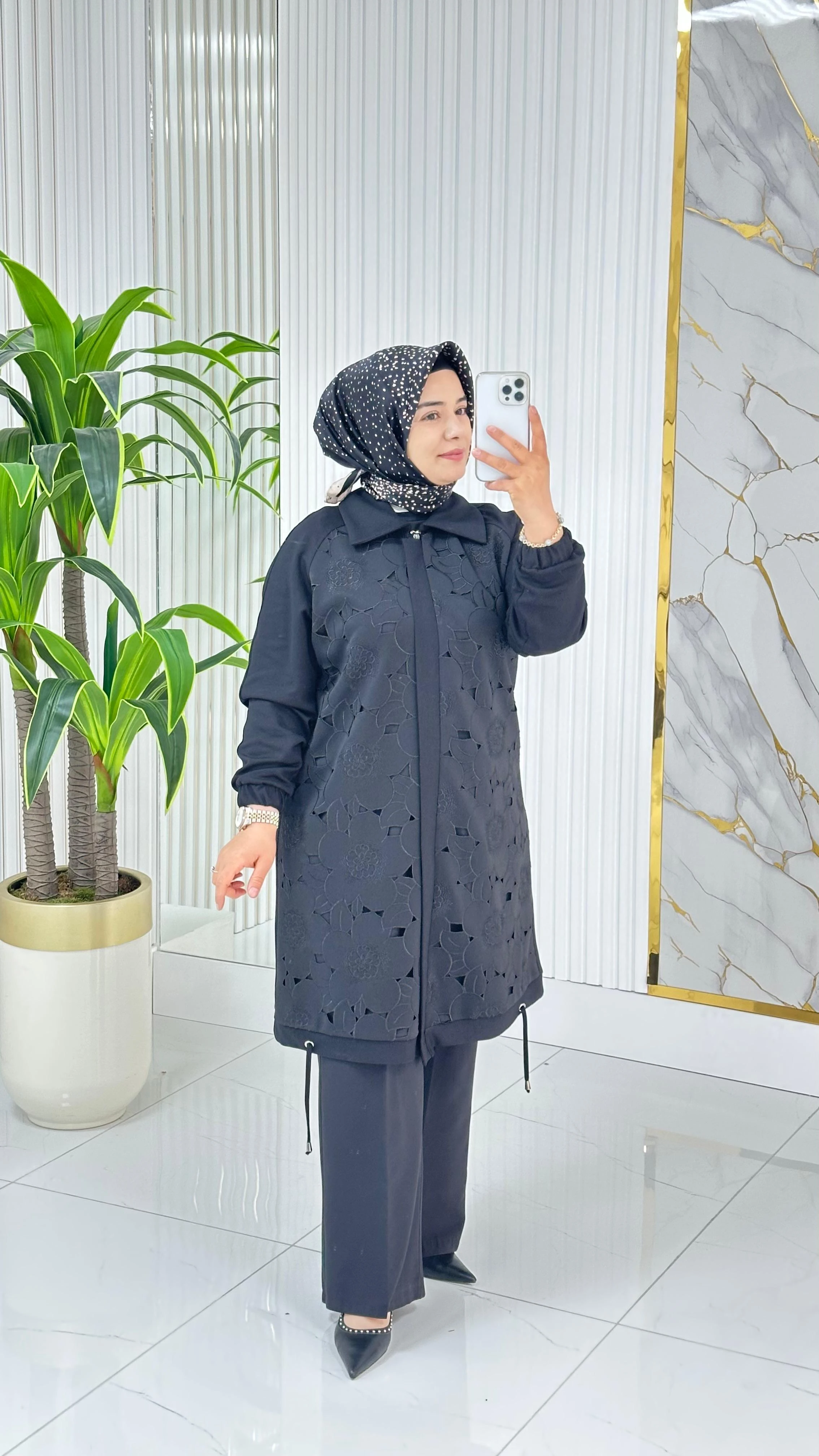 Haya Güpür Detaylı Tesettür Kap 1636