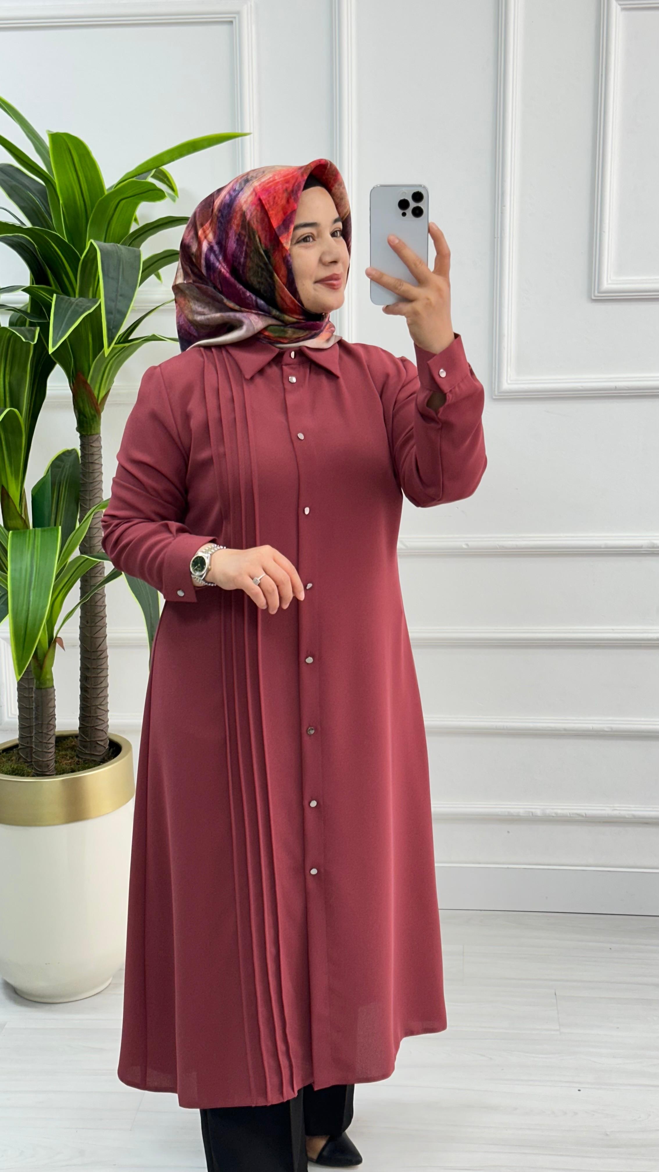 Çınar Özkan Boydan Dikişli Tunik 1623 - Gül