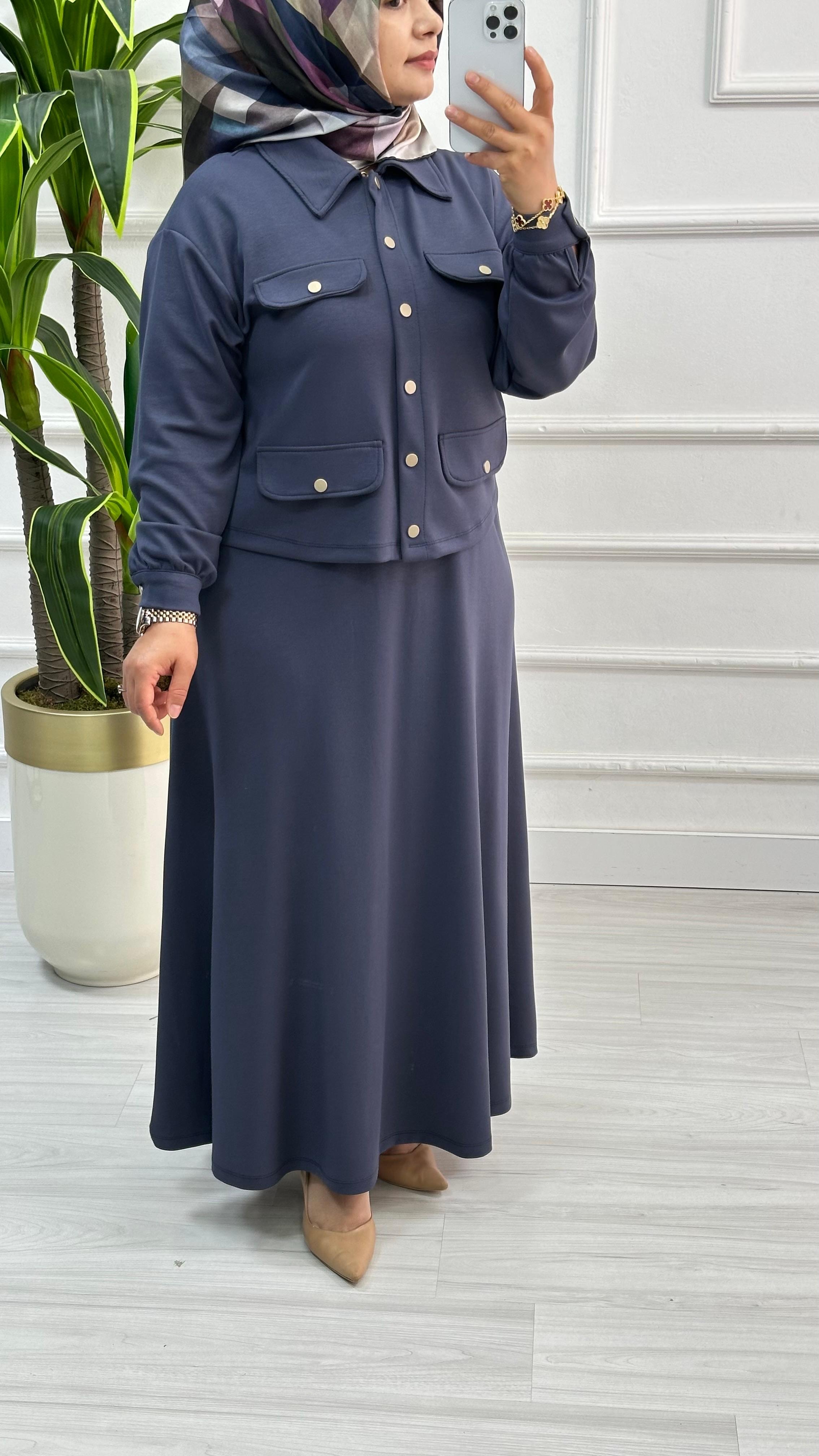 Kado Düğme Detaylı Etekli Takım 7050