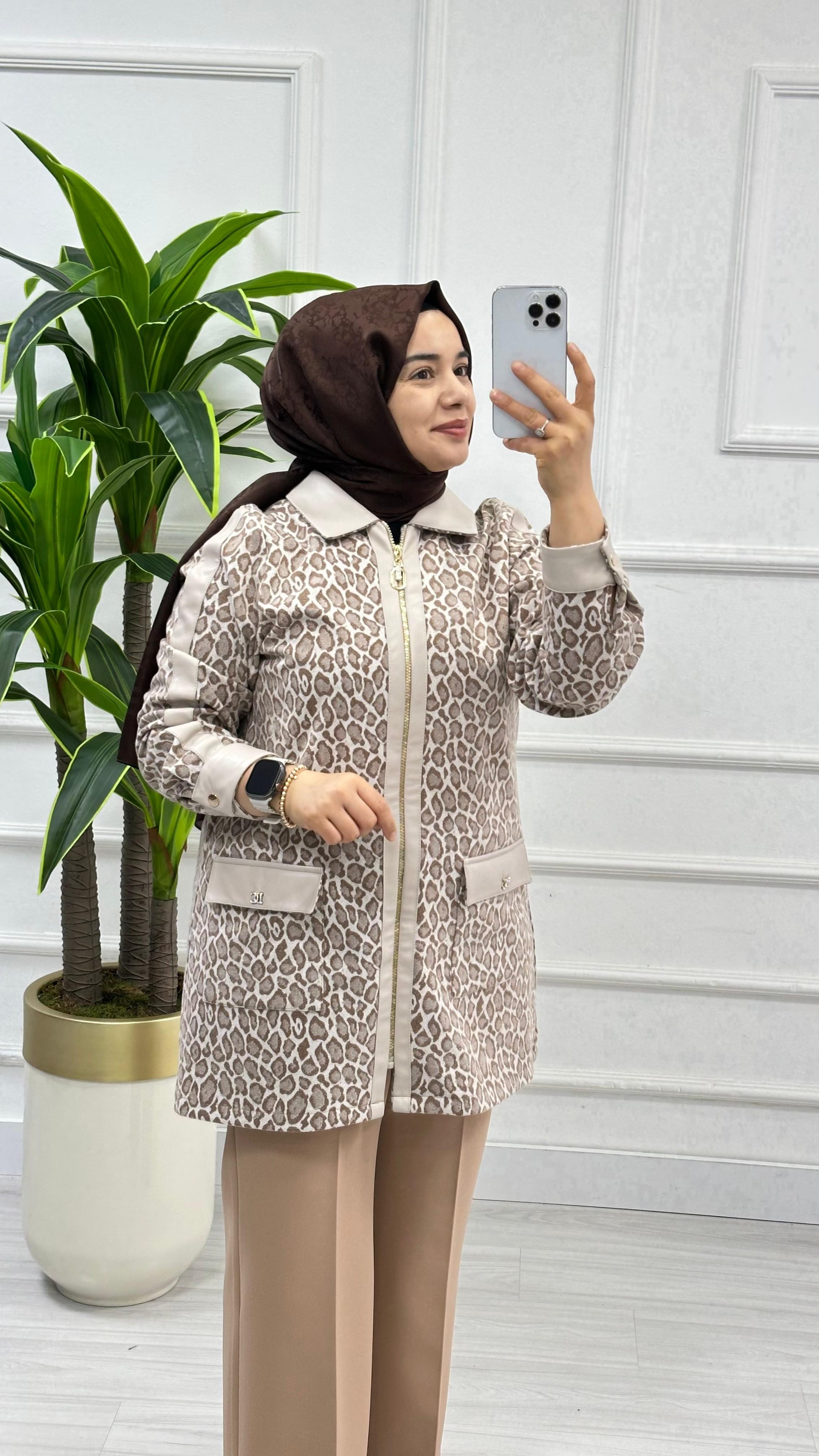 Zebra ve Leopar Desenli Tunik 7468