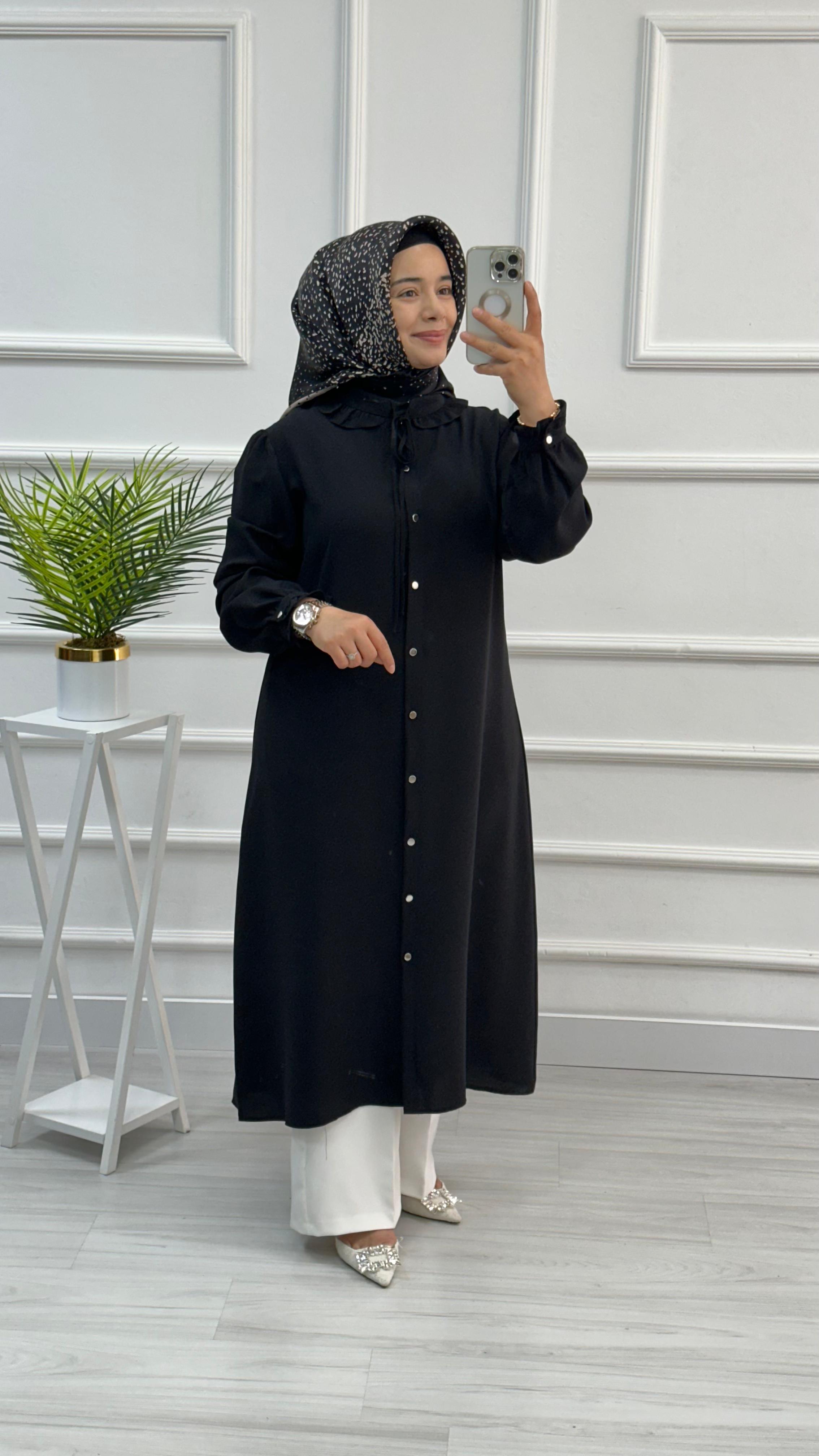 Alesya Yakası Fırfırlı Uzun Tunik 4608
