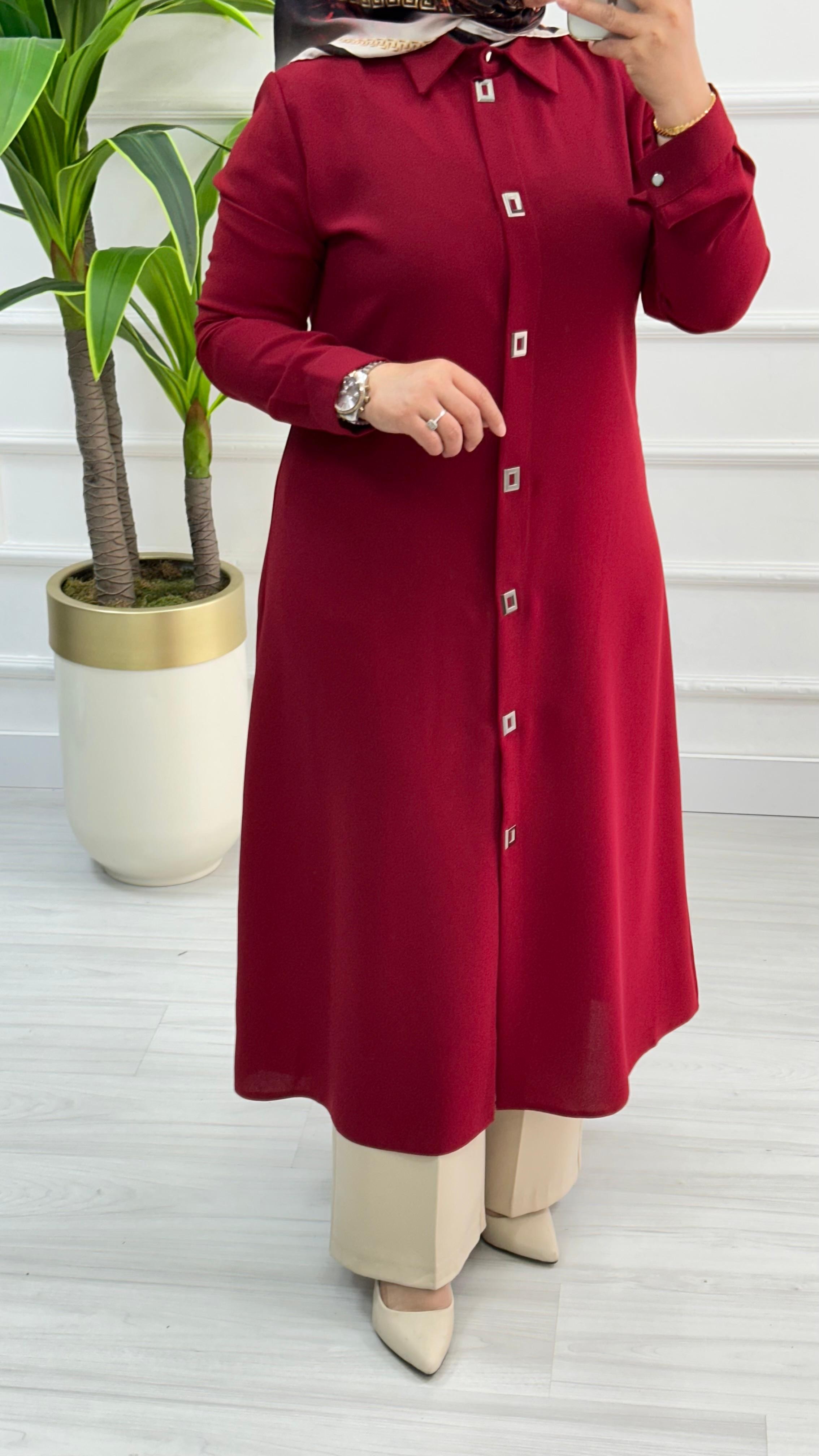 Çınar Özkan Çıt Çıtlı Uzun Tesettür Tunik Giyçık 2132