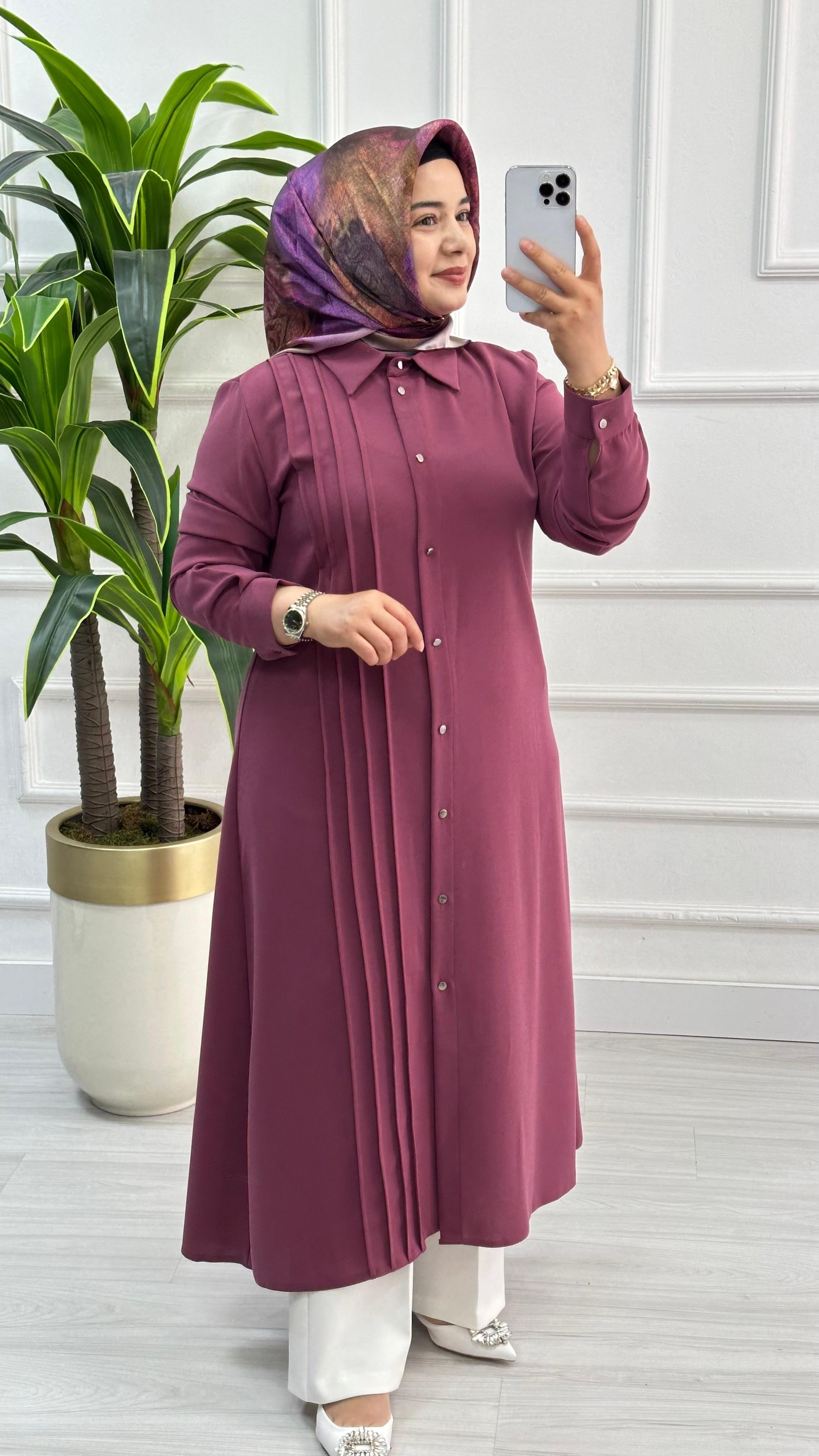 Çınar Özkan Boydan Dikişli Tunik 1623 - Gül