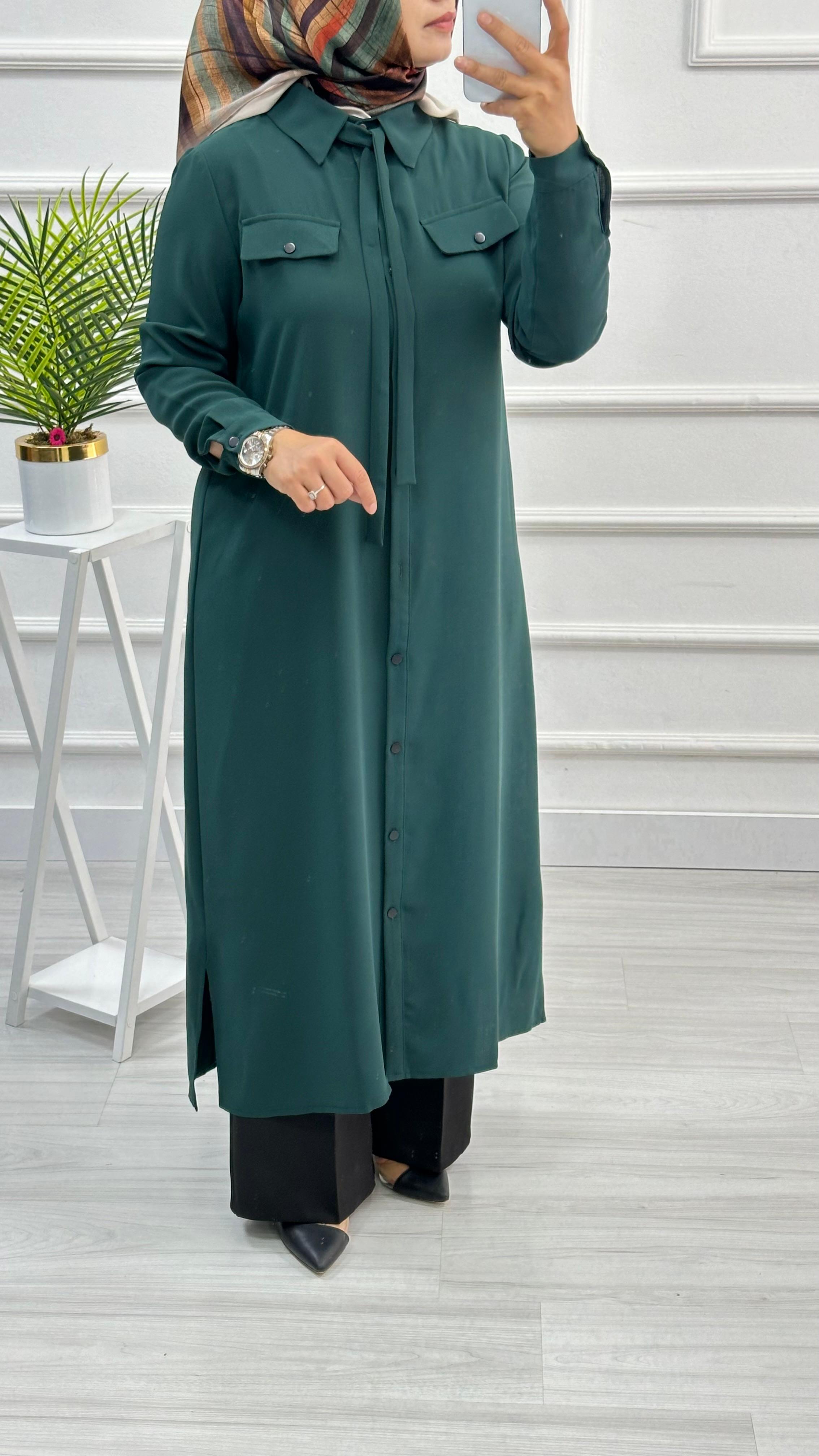 Alesya Önü Düğmeli Bağcıklı Tunik 4763