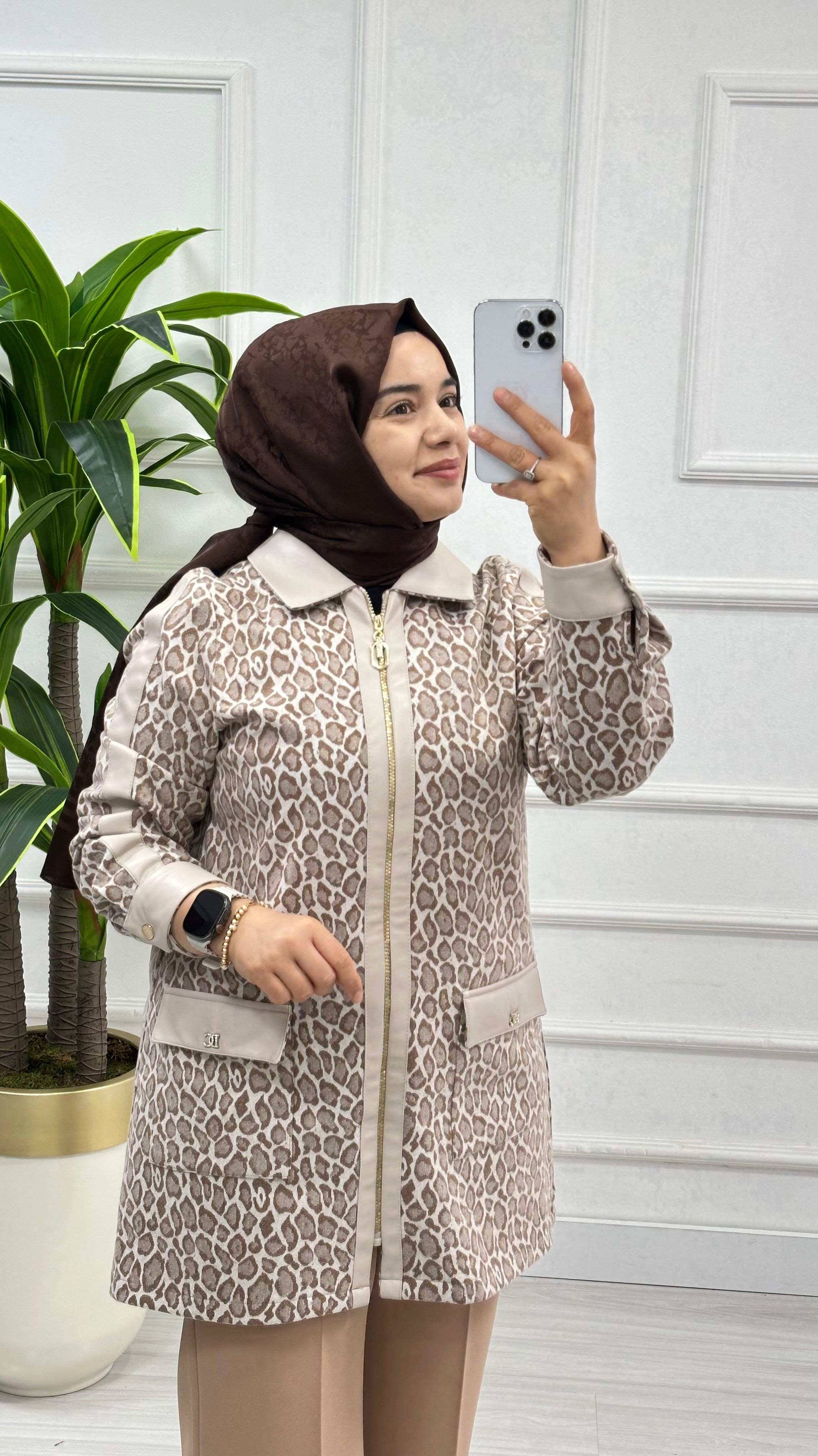 Zebra ve Leopar Desenli Tunik 7468