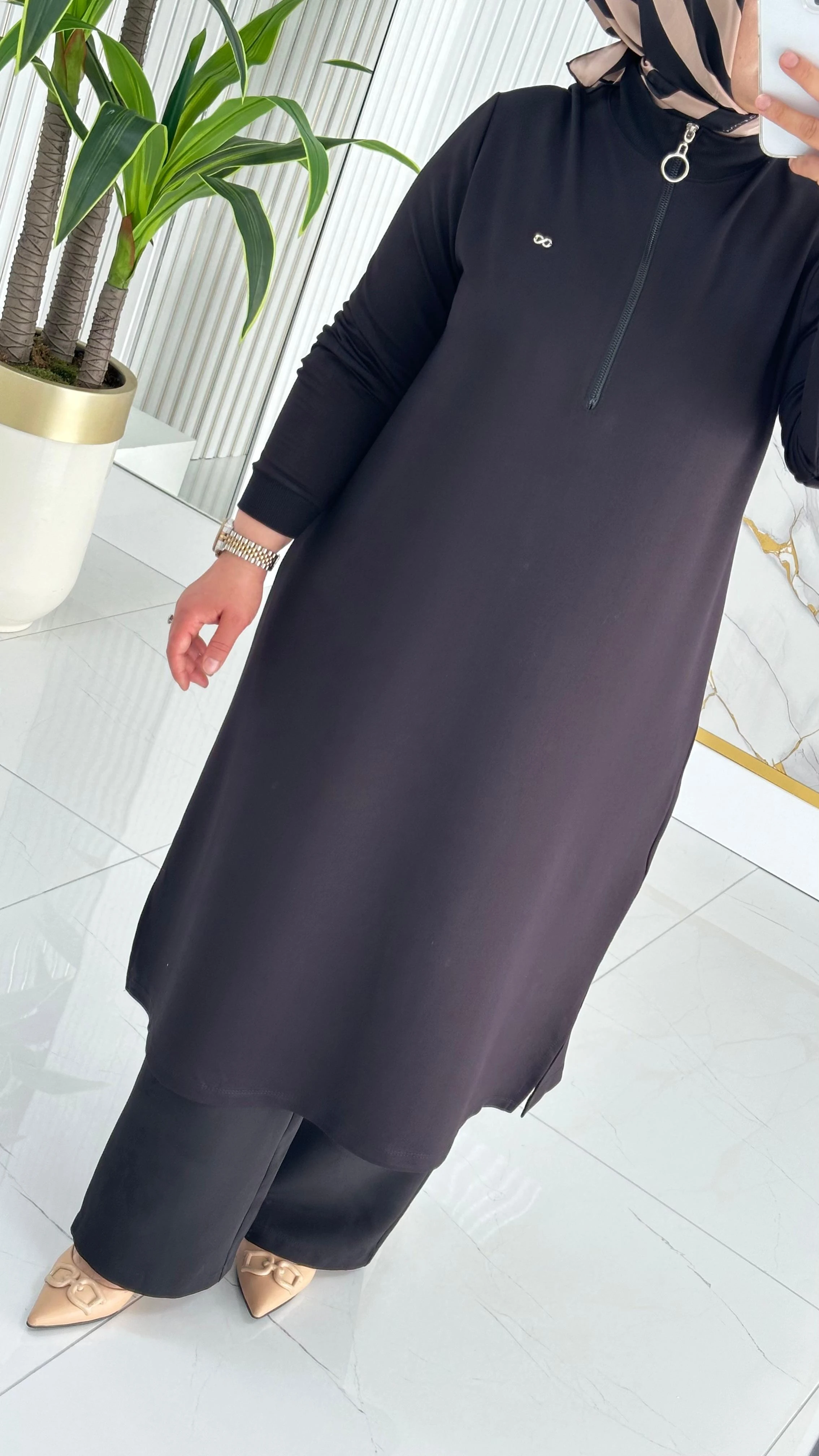 Dik Yaka Ribanalı Swet 7568 - Siyah