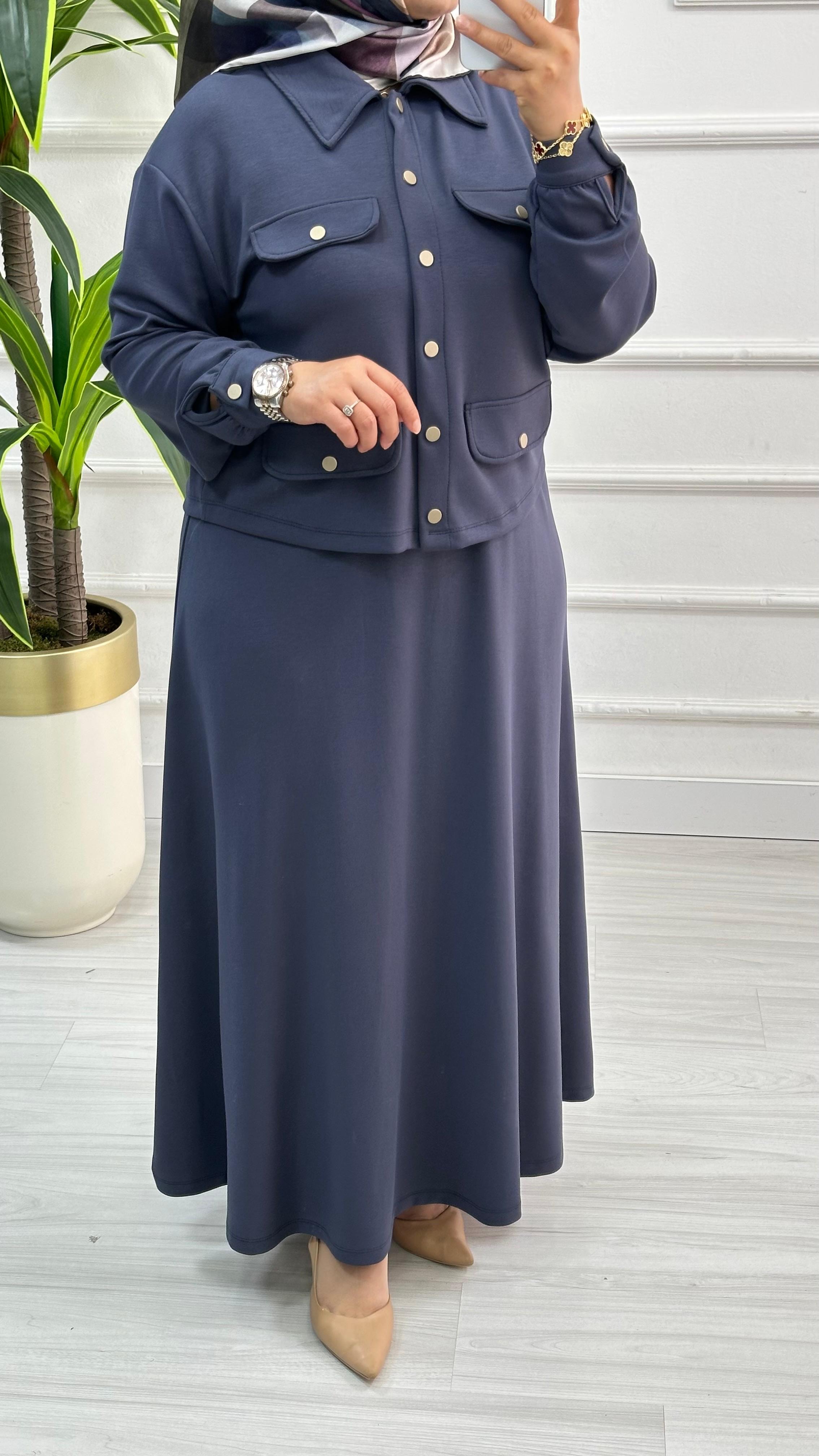 Kado Düğme Detaylı Etekli Takım 7050