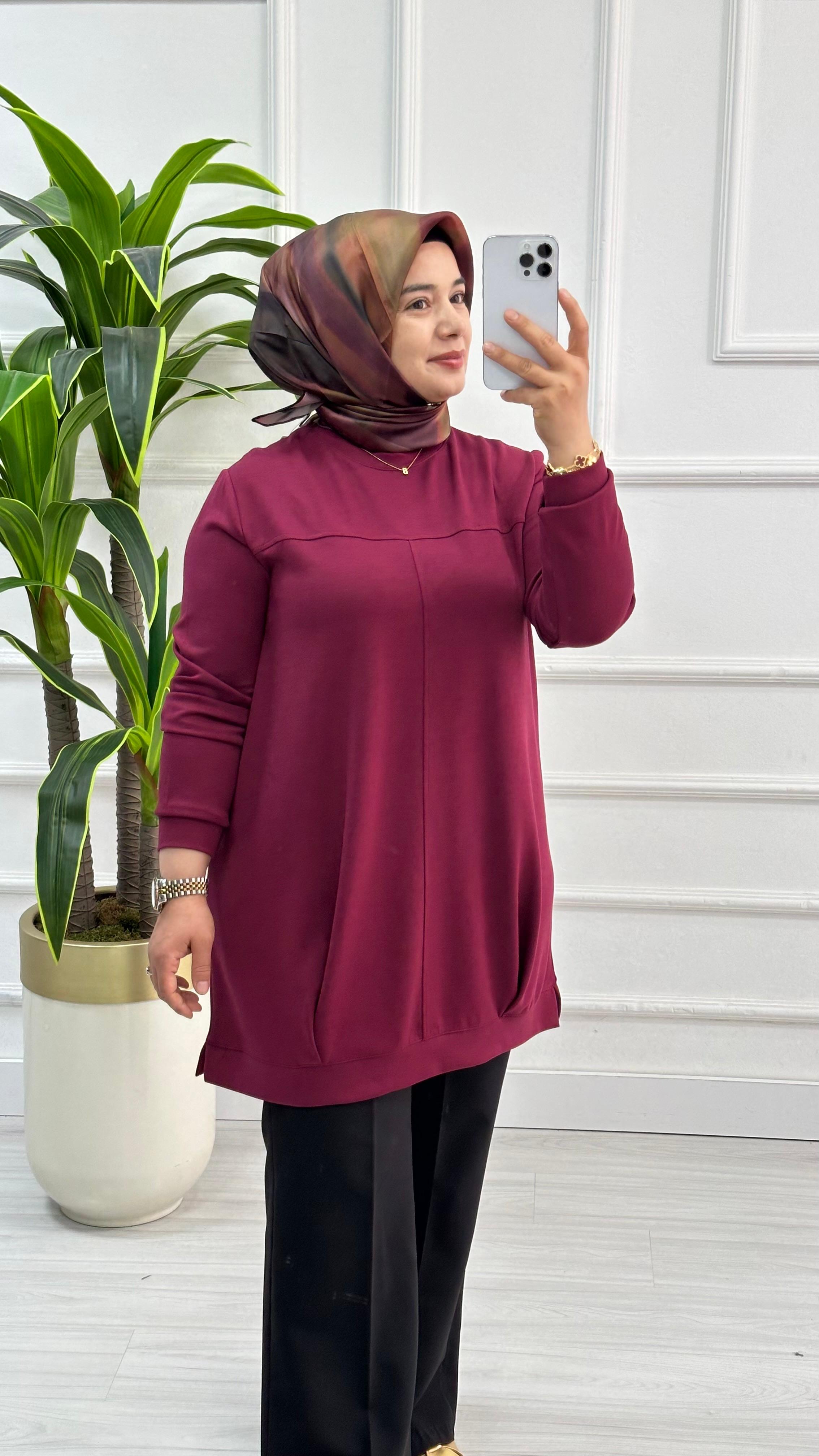 Kado Önü Pleli Osyho Tunik 7060 - Bordo
