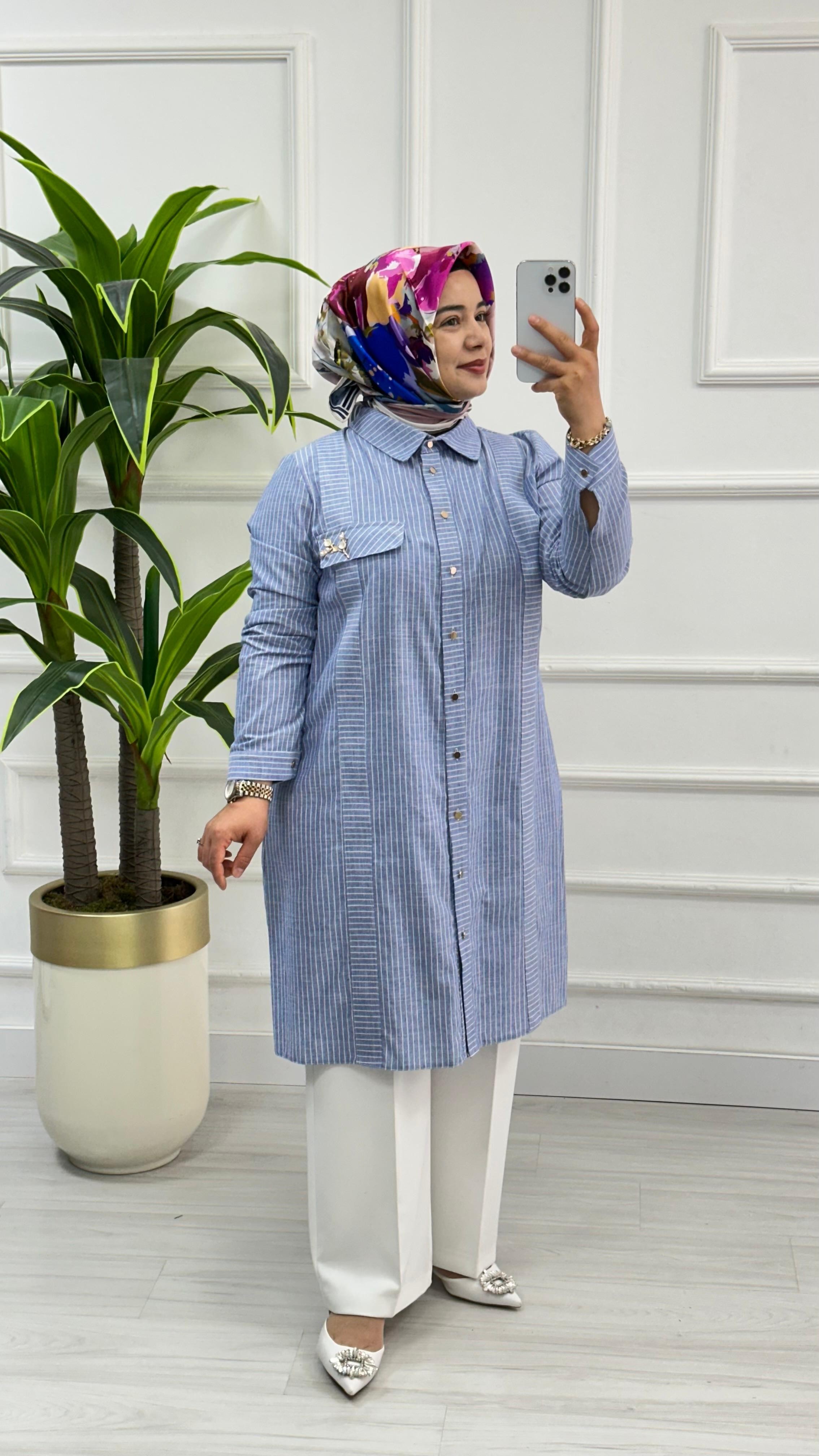 Qetenn Çizgili Mevsimlik Tunik 2954