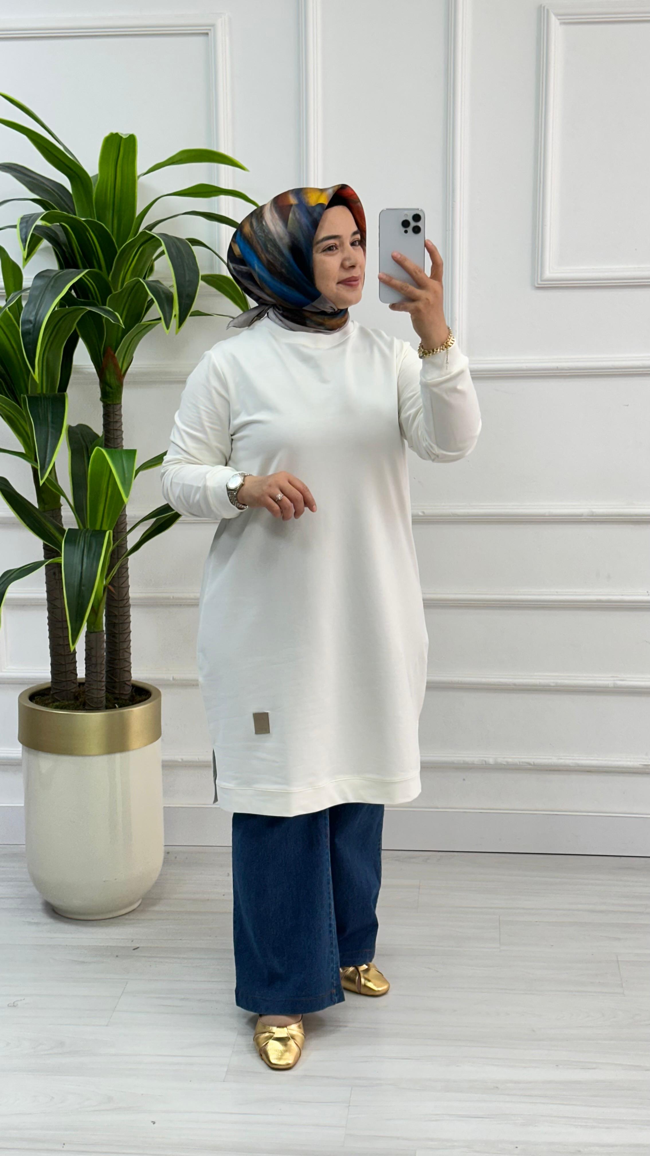 Kado Klasik Uzun Tunik 7194 - Ekru