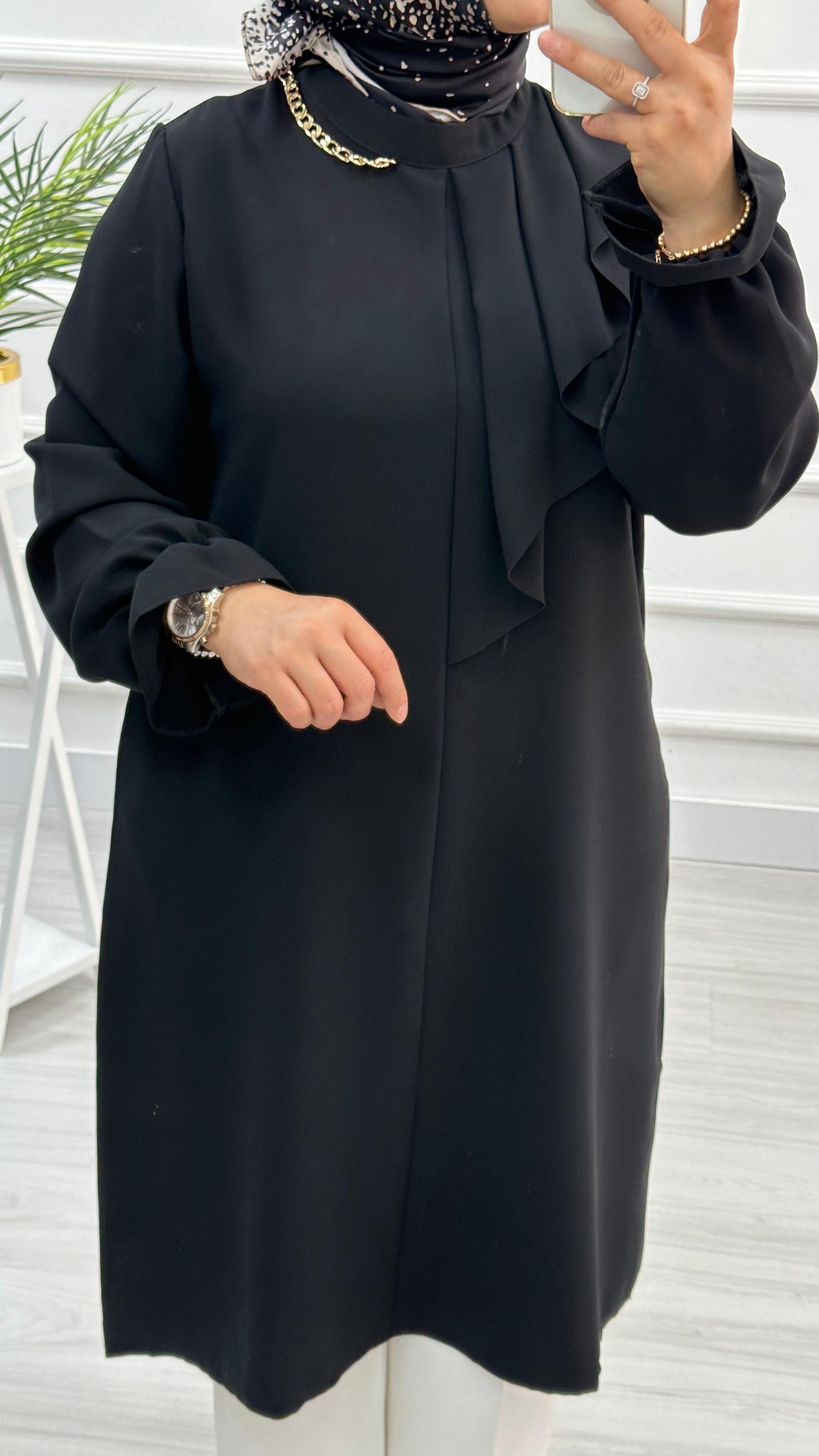 Alesya Önü Pileli Yakası Zincir Detaylı Tunik 4739