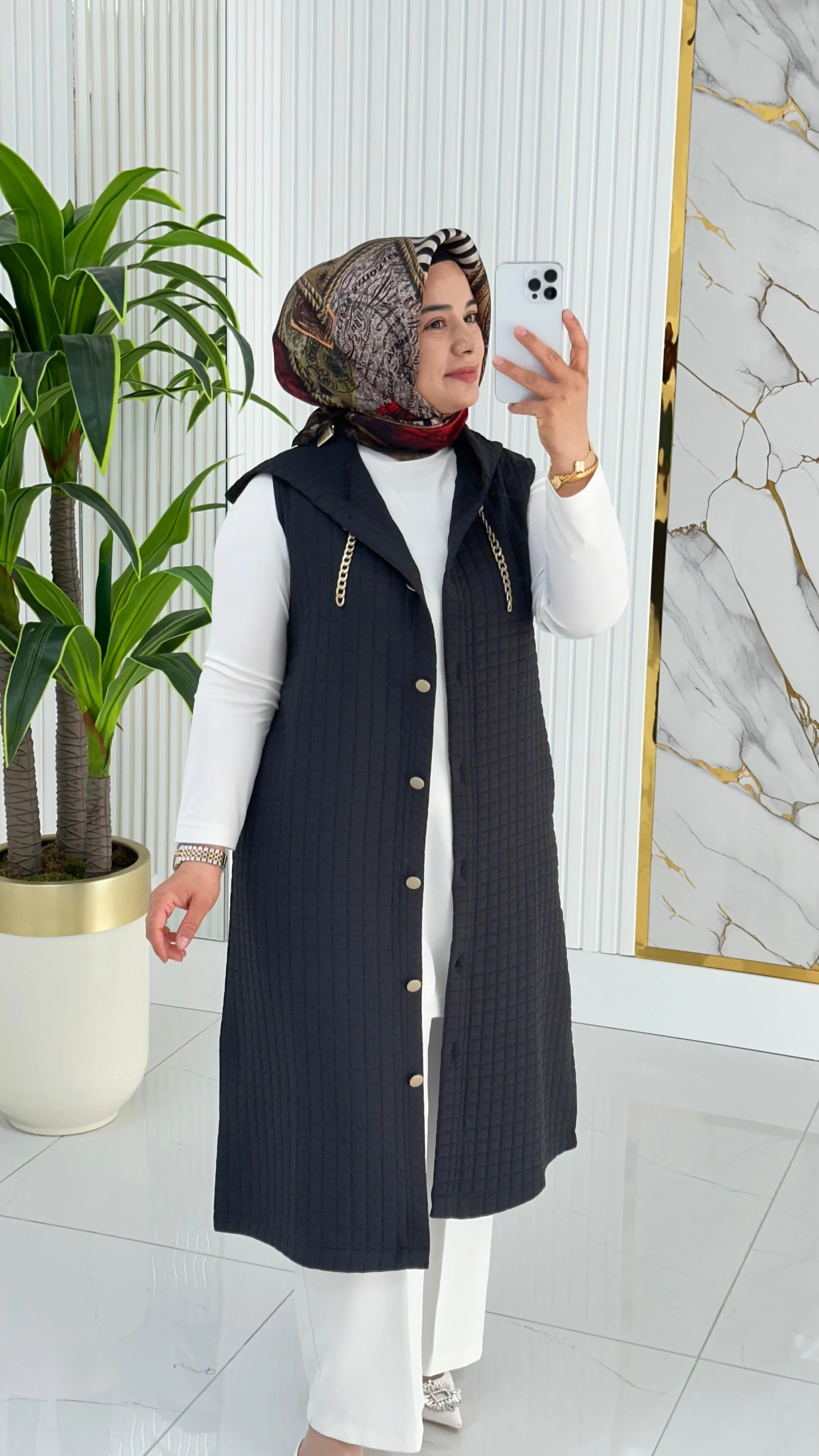 Kado Cep Detaylı Kolsuz Yelek 7190 - Siyah