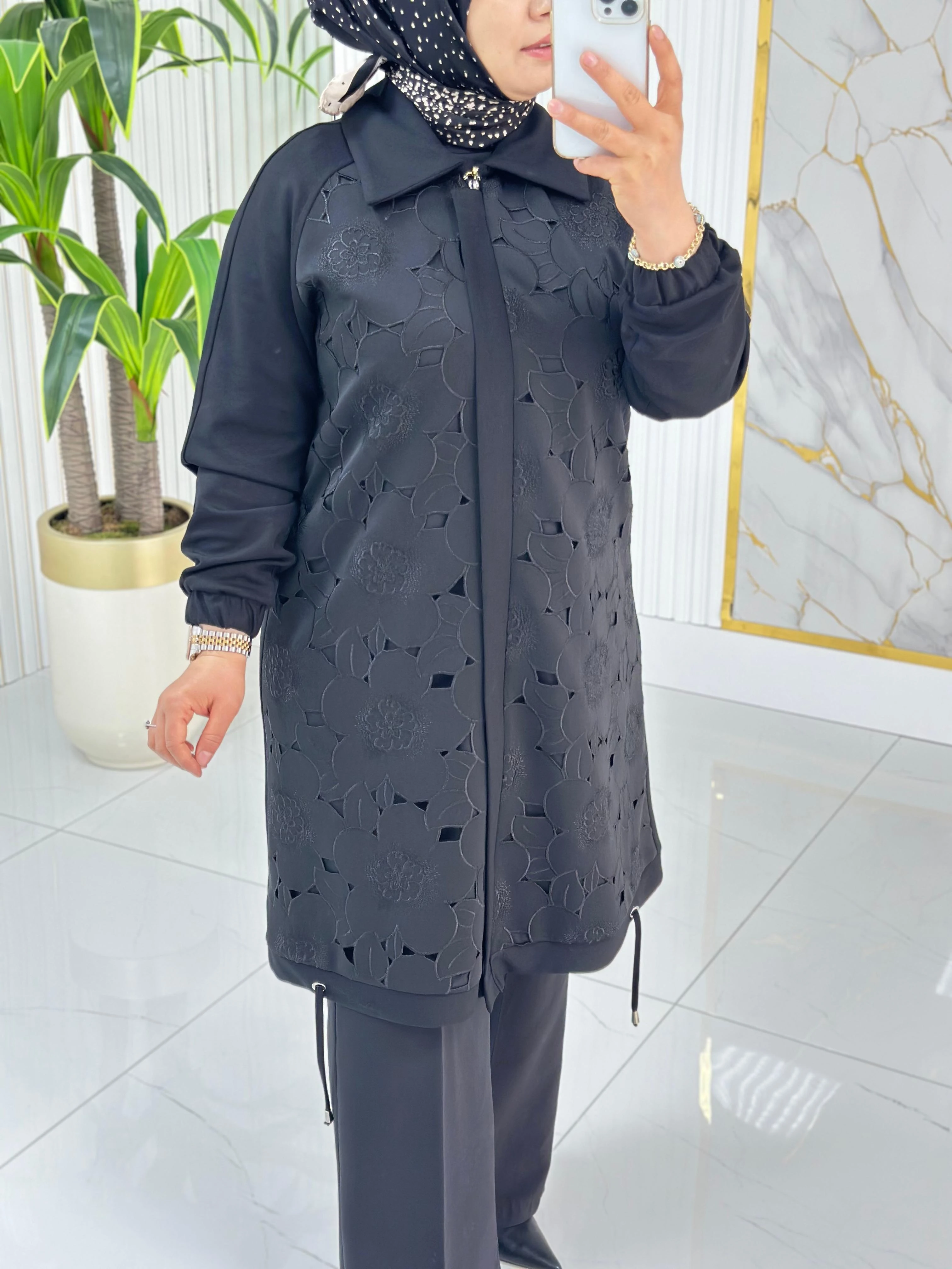 Haya Güpür Detaylı Tesettür Kap 1636