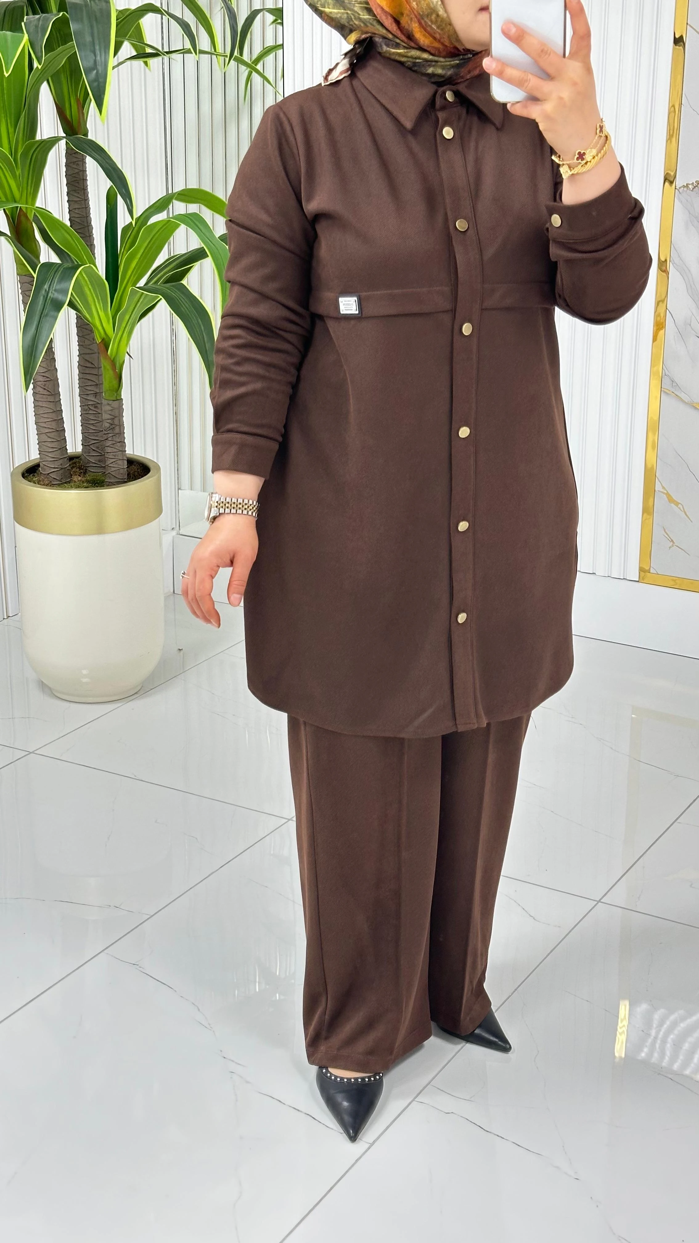 Çınar Özkan Mevsimlik Pantolonlu Takım 2229 - Kahverengi