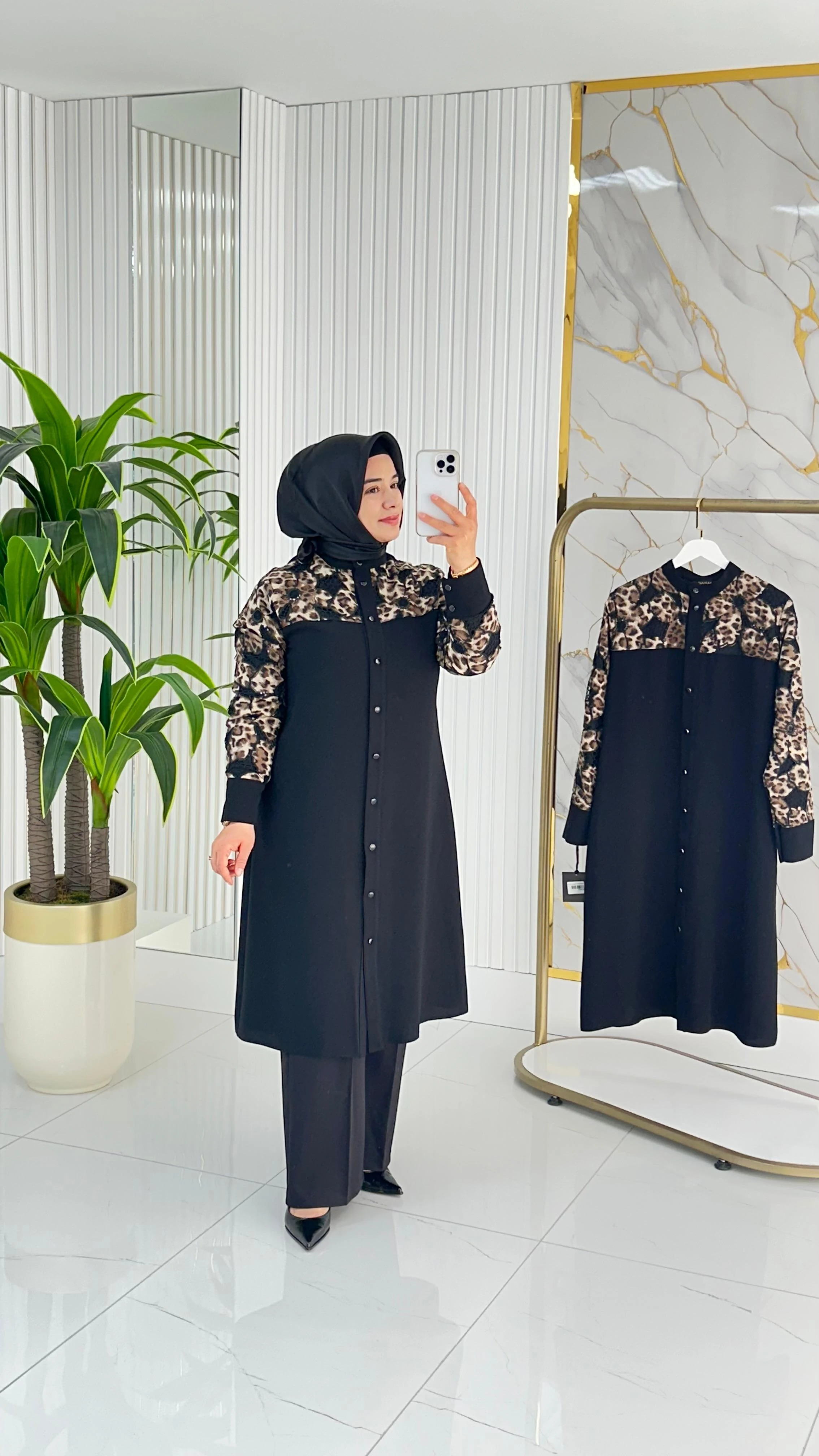 Haya Leopar Detaylı Tesettür Tunik 1654